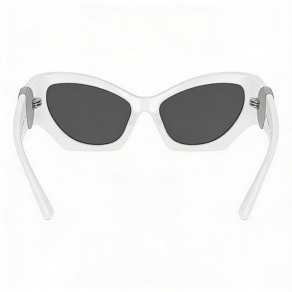 Gafas de sol clásicas Versace para mujer con montura de acetato blanco y lentes grises con protección UV, 60 mm