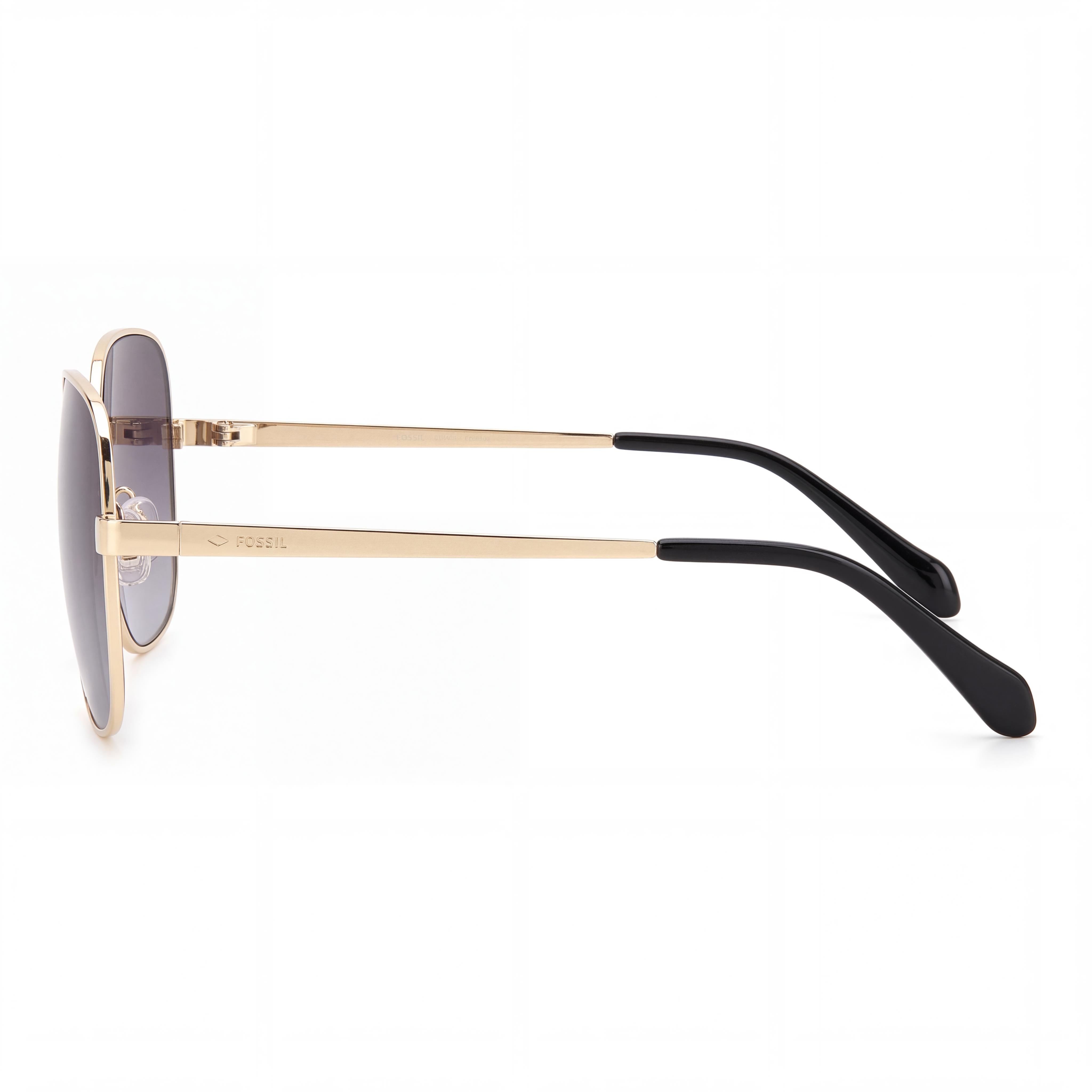 Fossil Fos 2133/G/S Women's Square Metal UV Protection Sunglasses Light Gold & Grey 50mm, Photo 3