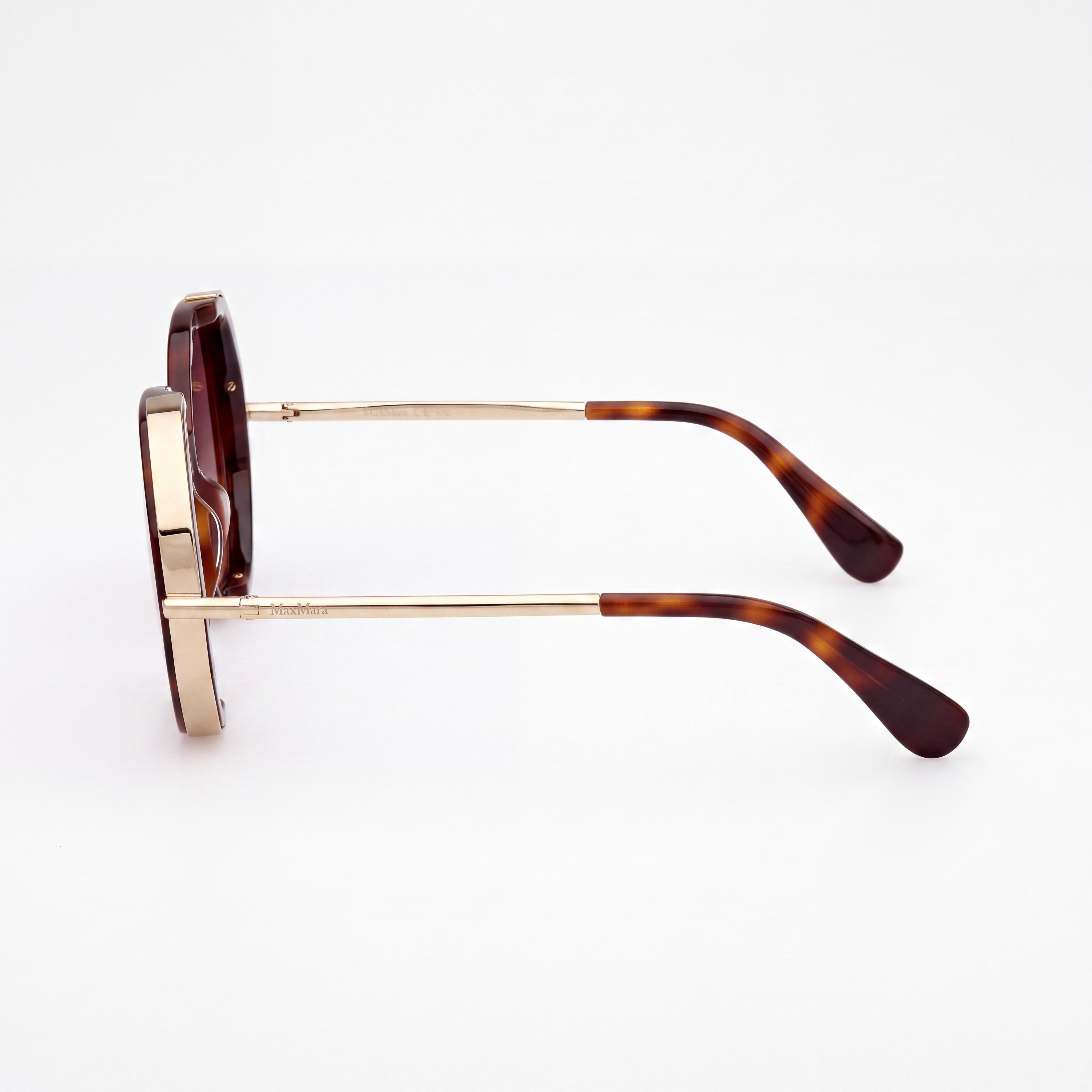 MaxMara Clásico Women's Acetate Dark Havana Frame, Gradient Brown Lenses Eyewear, 55mm Lens, 17mm Bridge, 135mm Temple, Photo 3
