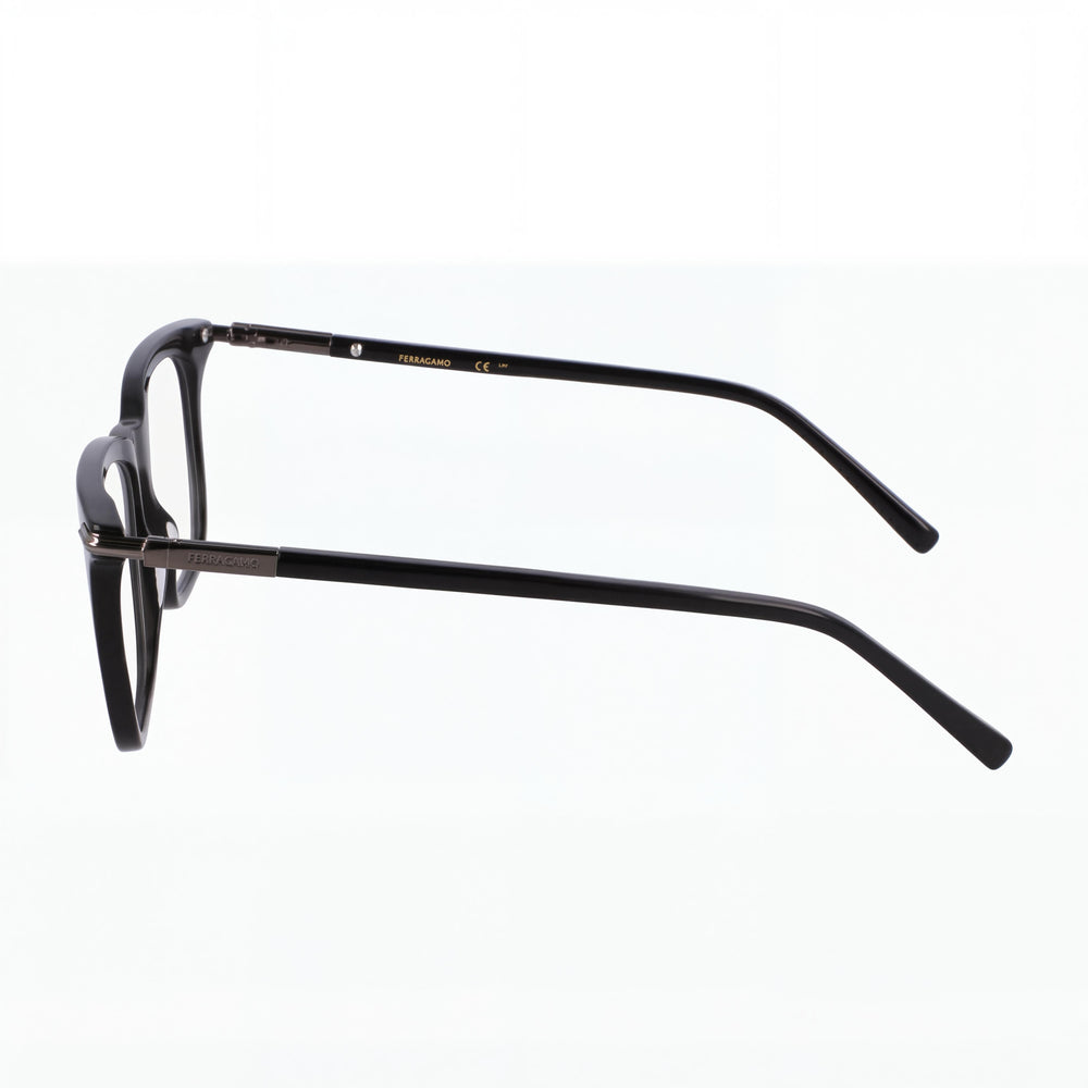 Ferragamo Casual Men's Black Acetate Frame Transparent Non-Polarized Eyeglasses 56mm