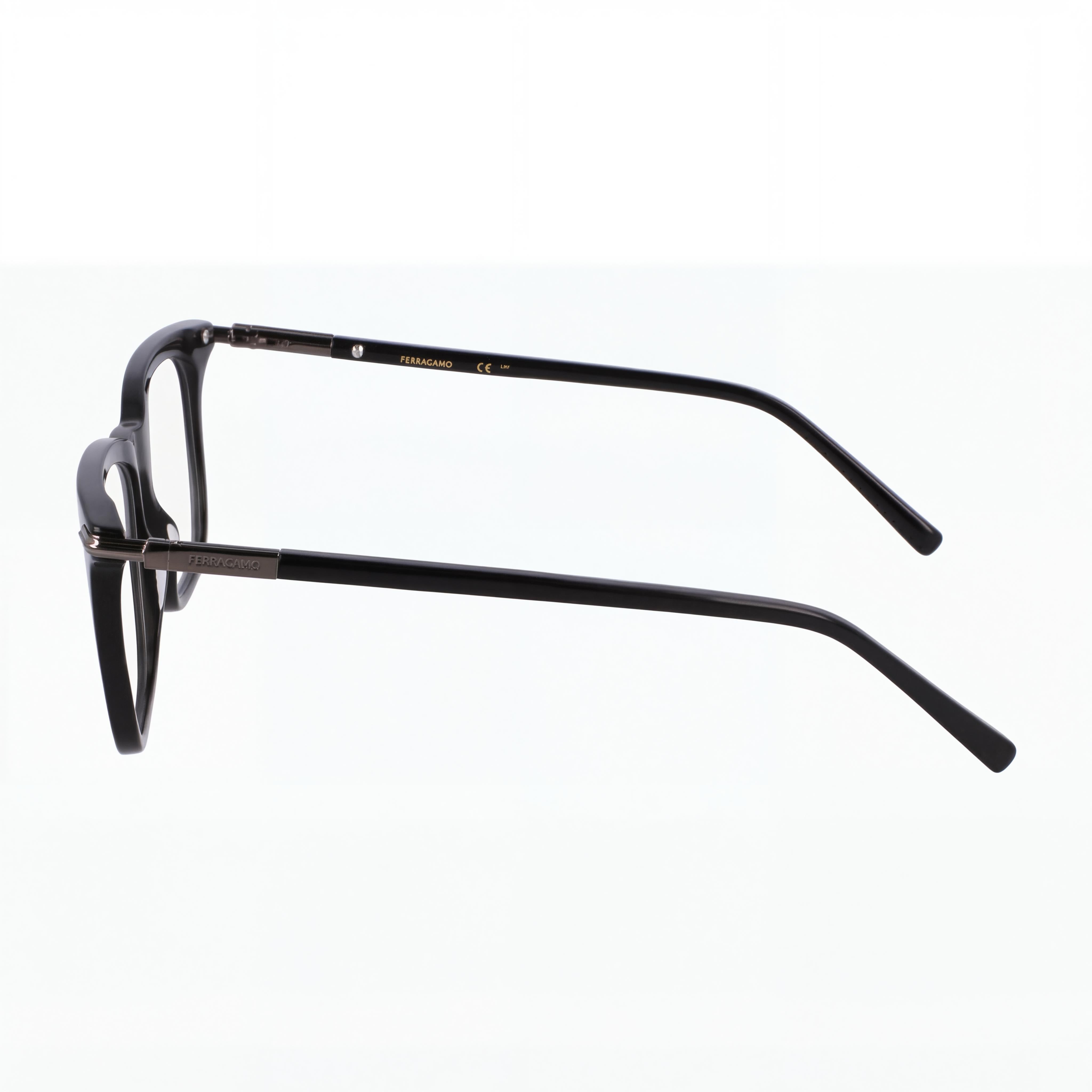 Ferragamo Casual Men's Black Acetate Frame Transparent Non-Polarized Eyeglasses 56mm, Photo 3