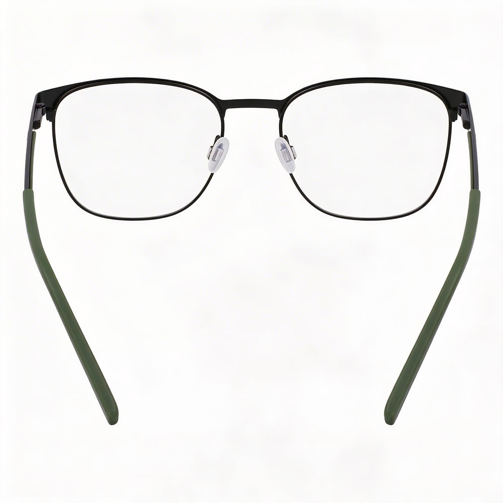 Gafas redondas de metal de montura completa para hombre Nautica Modern, armazón negro mate con lentes transparentes, 53mm