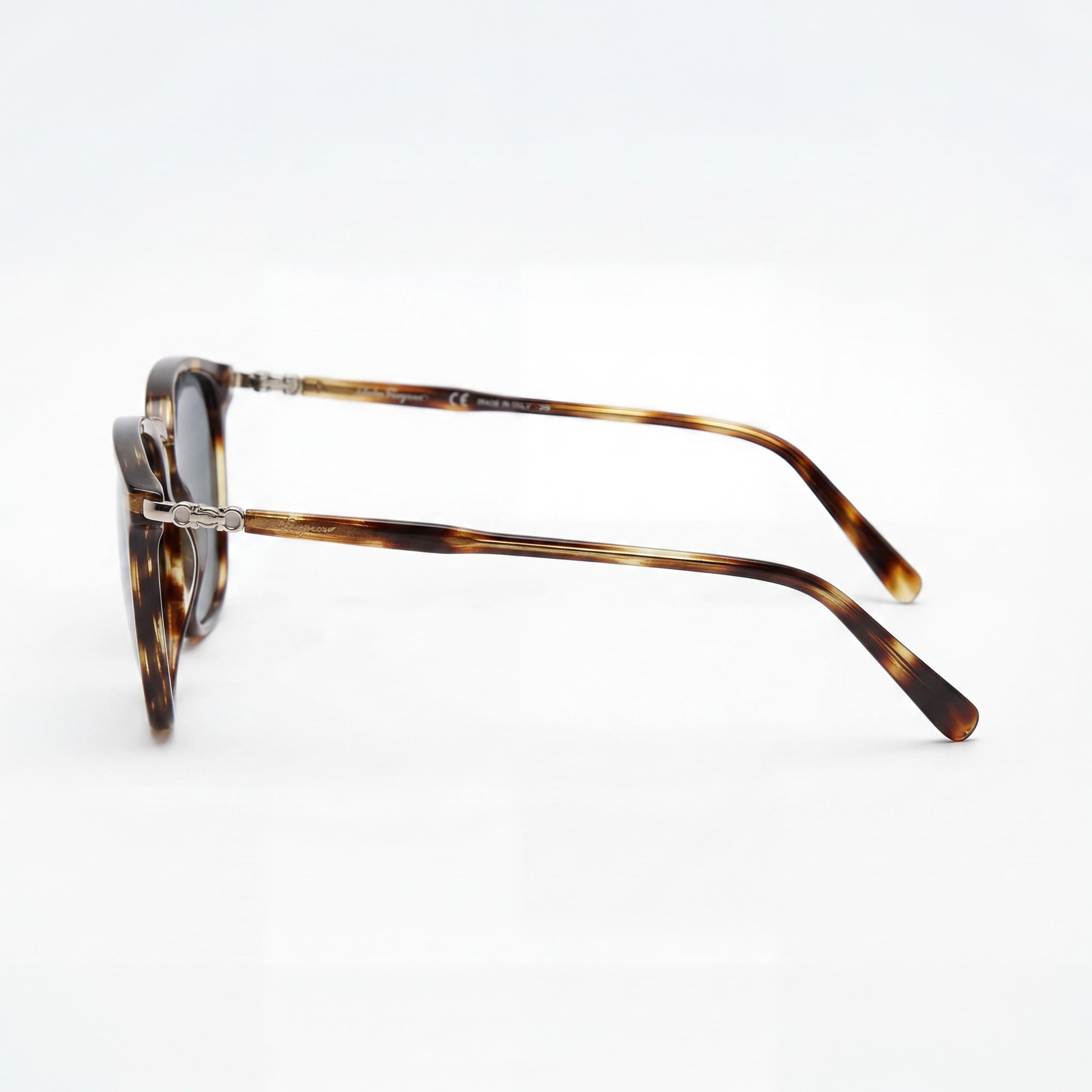Salvatore Ferragamo Navigator Women's Striped Brown Blue Plastic Frame Solid Blue Non-Polarized UV Sunglasses 53mm, Photo 3