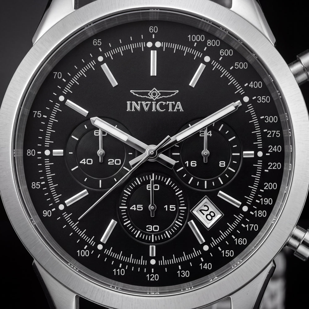 Invicta 24208 Speedway Cronógrafo para Hombre de Cuarzo de Acero Inoxidable Plateado, Resistente al Agua 100m, Brilla en la Oscuridad