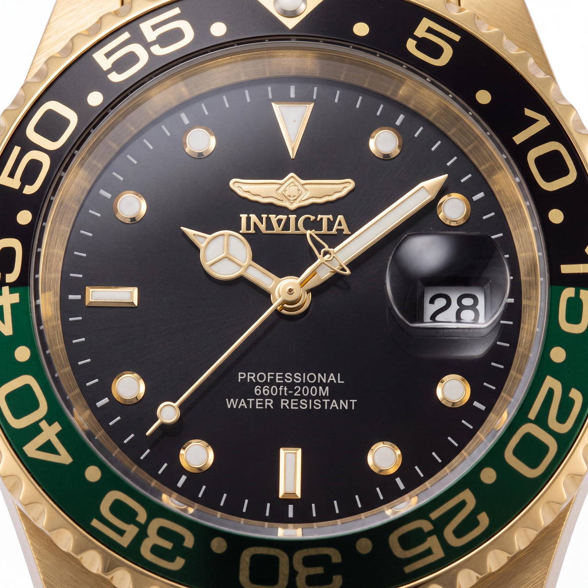 Invicta Pro Diver 44526 Unisex Quartz Watch, Gold Case, Black Dial, Stainless Steel Bracelet, 40mm, Water Resistant 20 ATM, Photo 2
