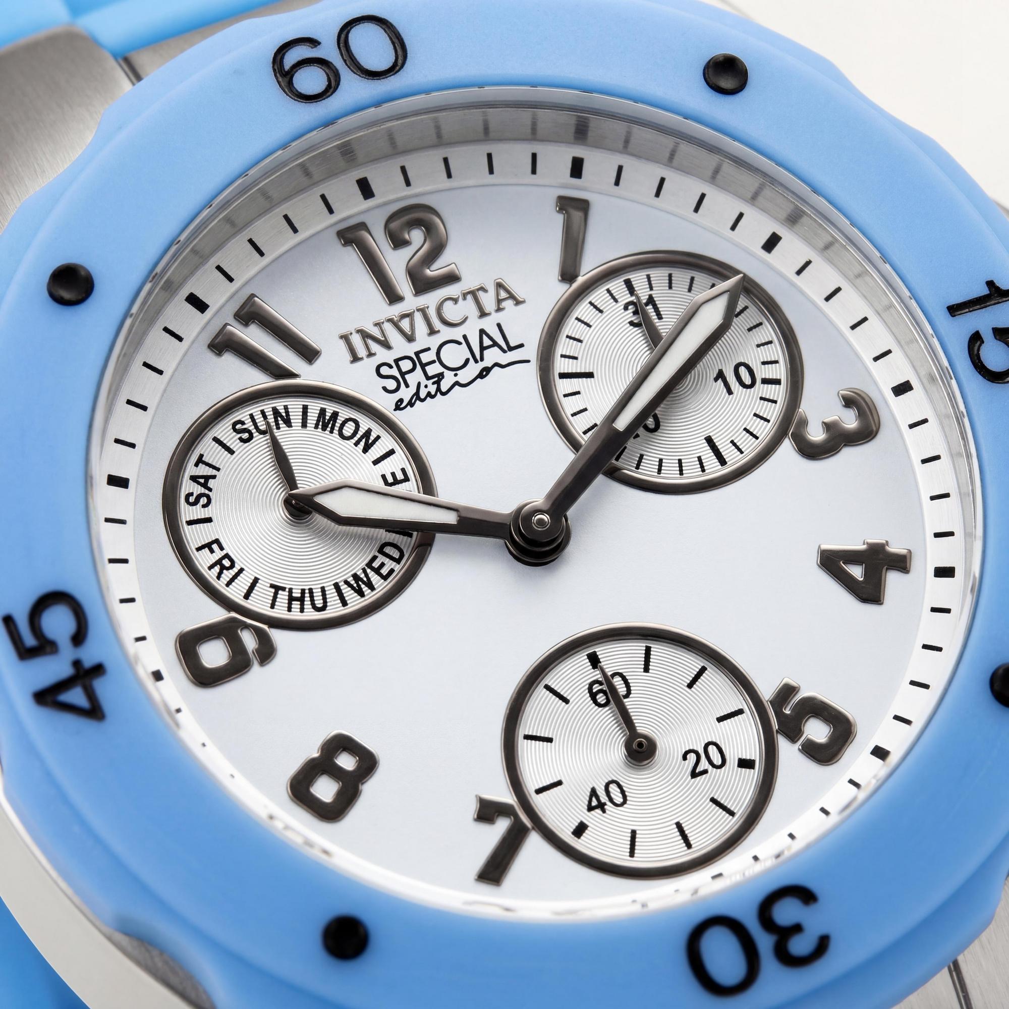 Invicta Angel IN-18795-AMZUK Women's Light Blue White Stainless Steel Silicone Strap Japanese Quartz Day-Date Watch 38mm, Photo 2