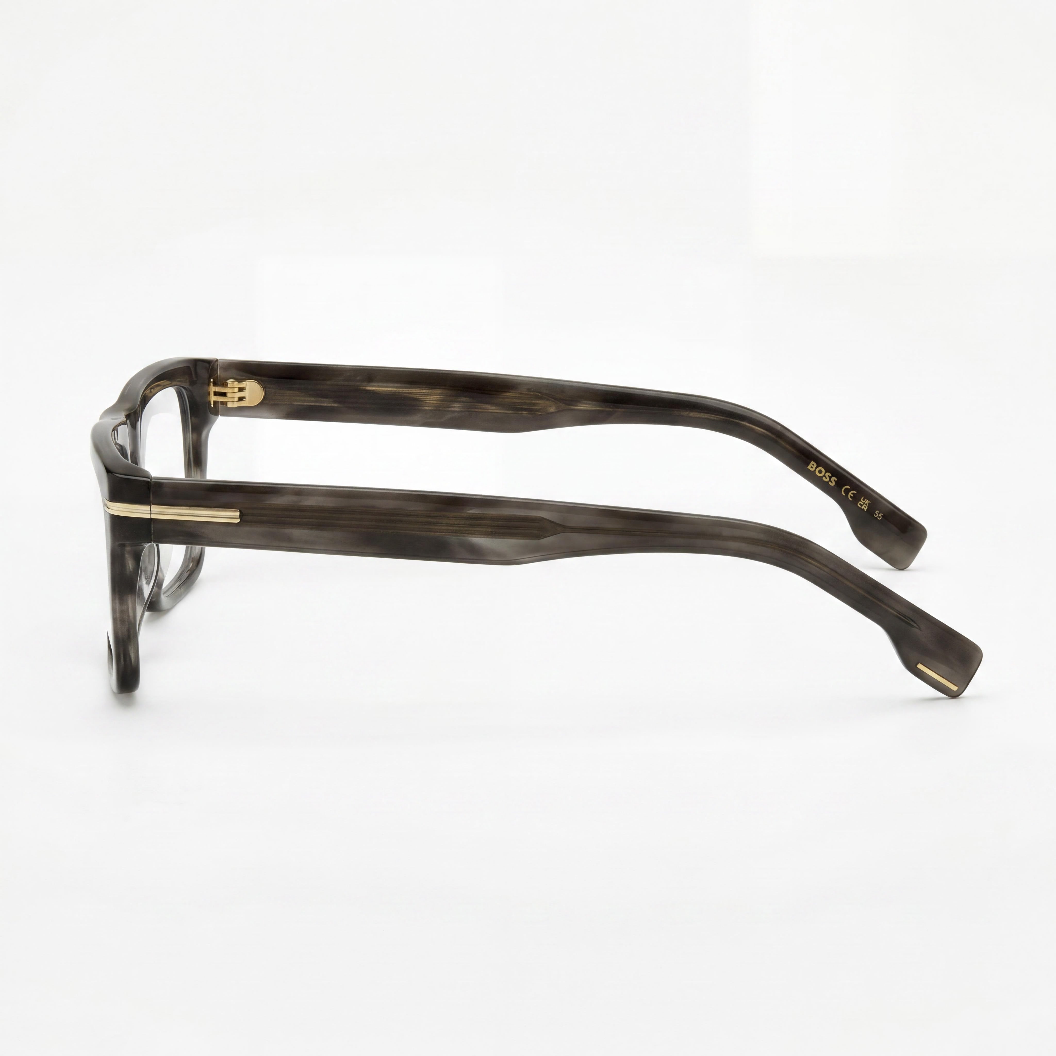 Hugo Boss Modern Unisex Grey Horn Acetate Frame Polycarbonate Non-Polarized Lenses 53mm, Photo 2