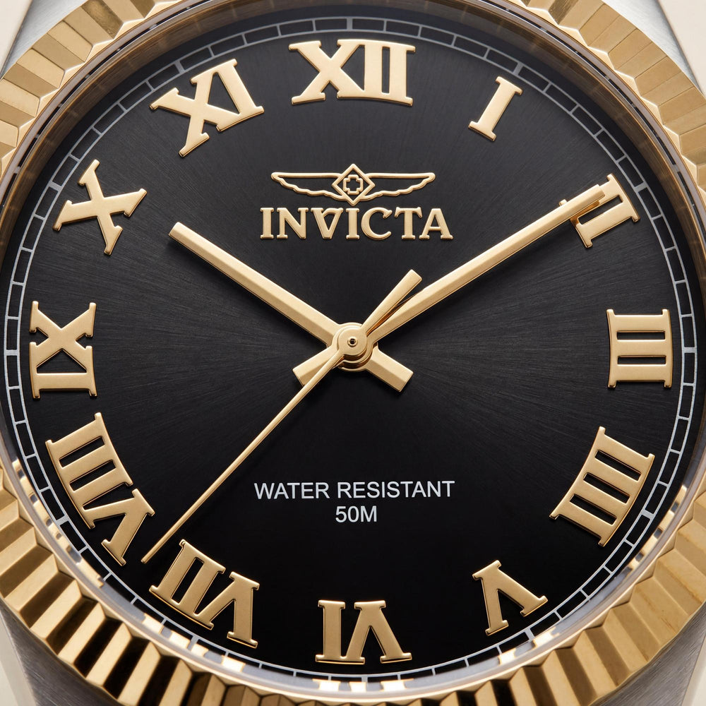 Reloj Invicta 47401 unisex con caja de acero inoxidable, esfera negra, pulsera de cuarzo, 43 mm, resistente al agua hasta 50 m.