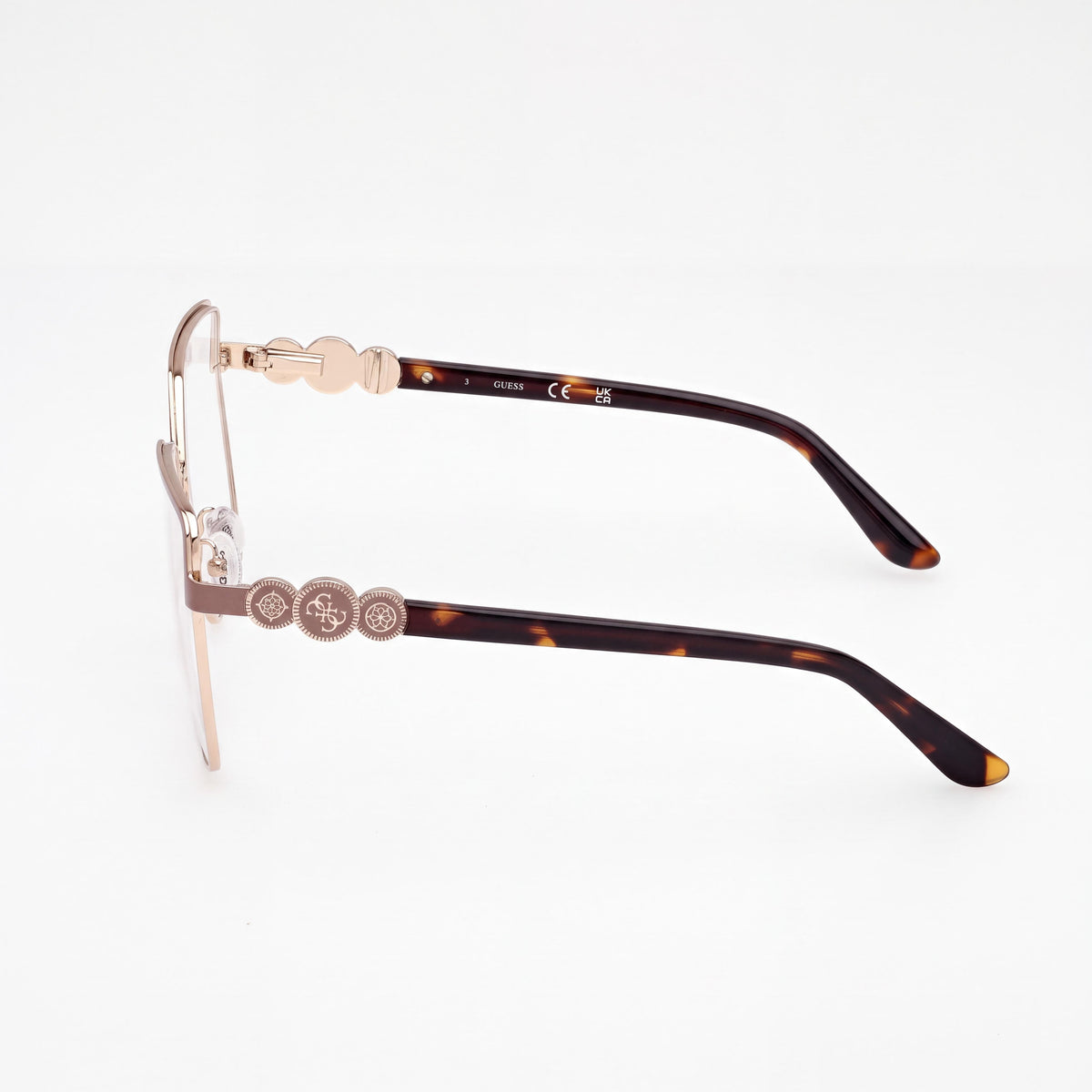 GUESS Gu50229 Metal Non- Women's Eyeglasses Matte Beige Dark Havana Lens Width 57mm, Photo 2