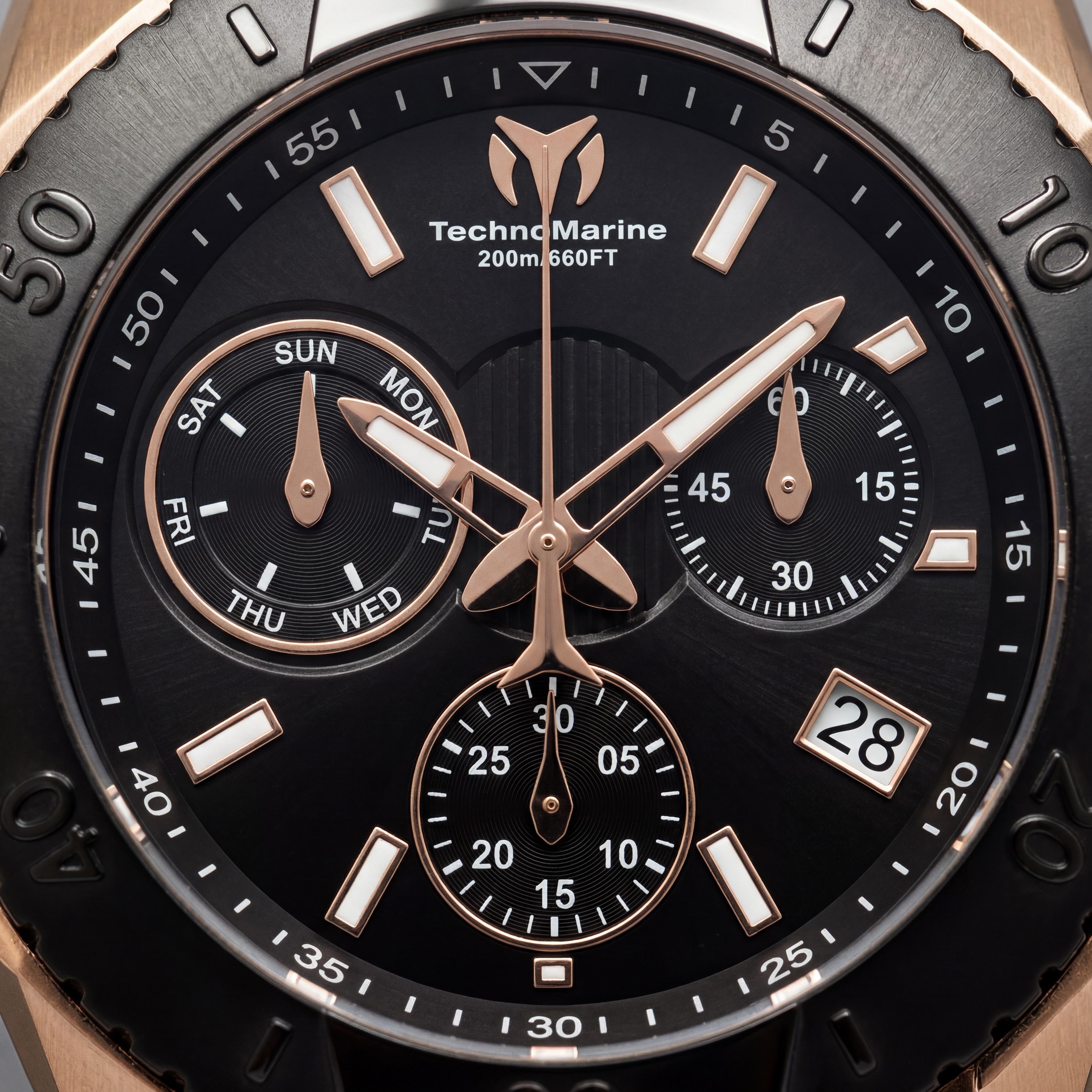 TechnoMarine Men's Multicolored Stainless Steel Luminous Quartz Chronograph Black Silicone Band 48mm, Photo 2