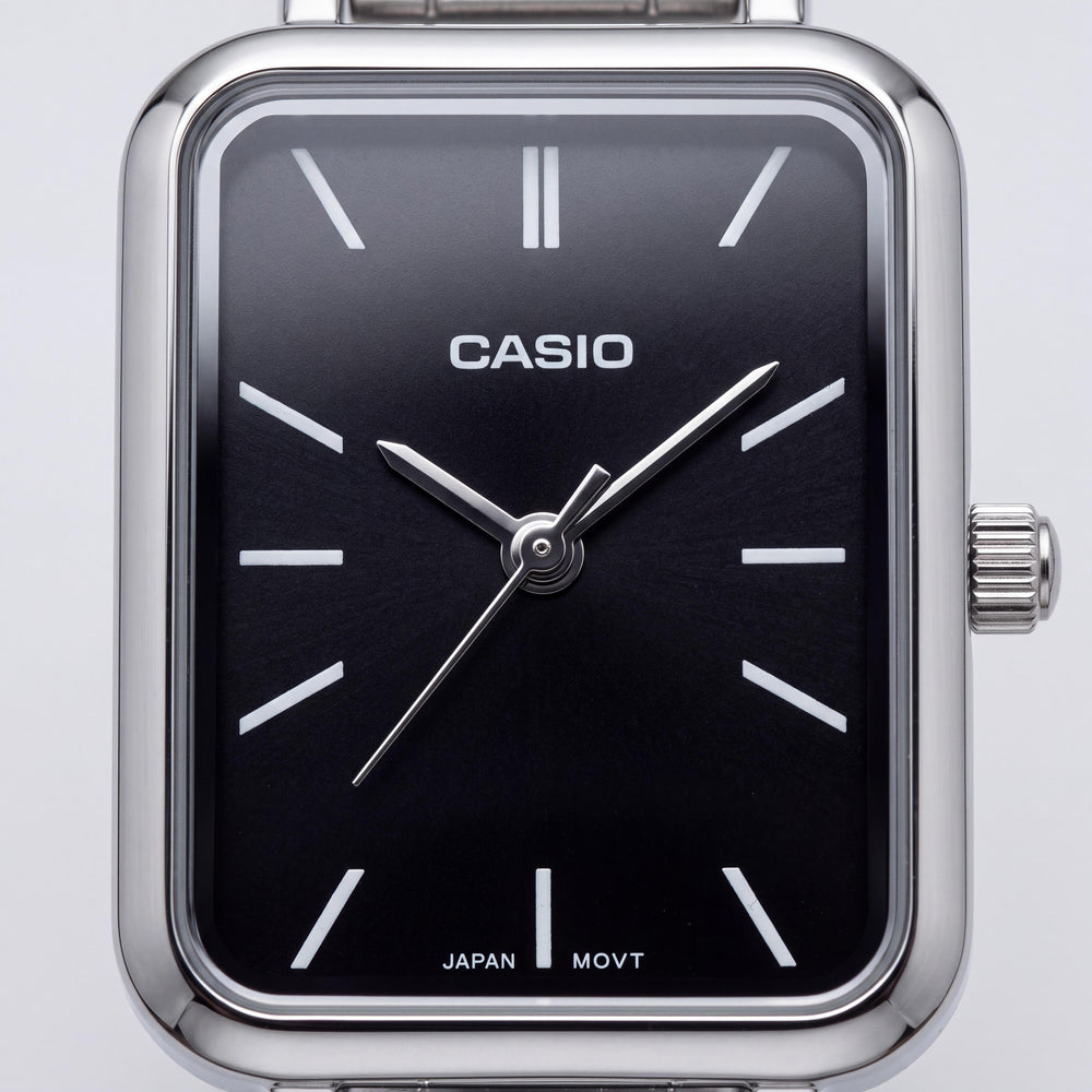 Casio LTP-V009D-1EUDF Women's Quartz Movement Silver Black Stainless Steel Water Resistant Analog Watch 22mm