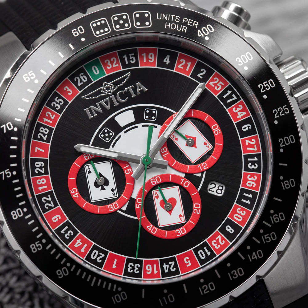 Invicta Aviator 49850 Reloj unisex de cuarzo con esfera roja de acero inoxidable y correa de silicona, 10 ATM WR, 50 mm