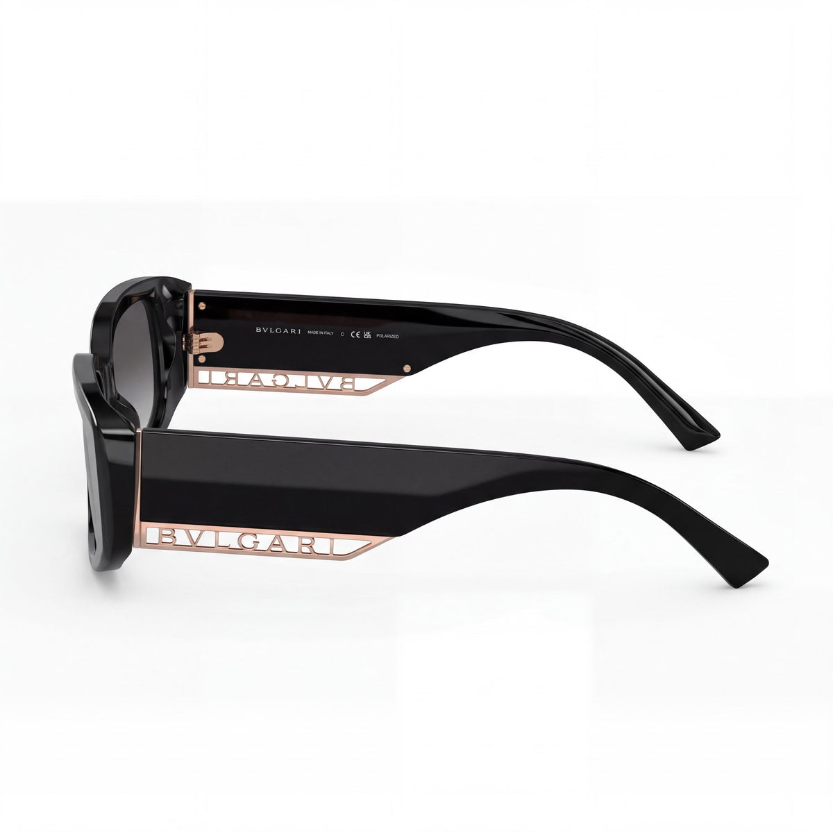 Bvlgari 501/T3 Women's Rectangle Acetate Frame Sunglasses Black Gray Gradient Grey Gradient Lenses UV Protection 53mm, Photo 3
