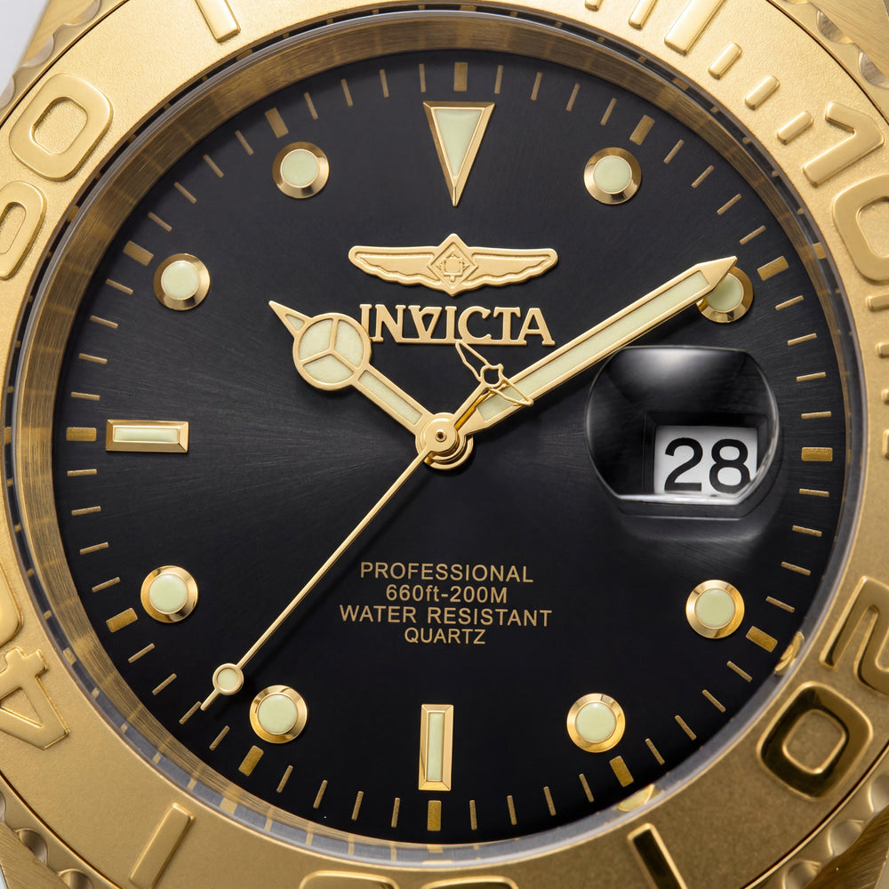 Invicta 29946 Pro Diver Reloj de Cuarzo para Hombre, Acero Inoxidable Tono Dorado, Esfera Negra 43mm, Resistencia al Agua 200M