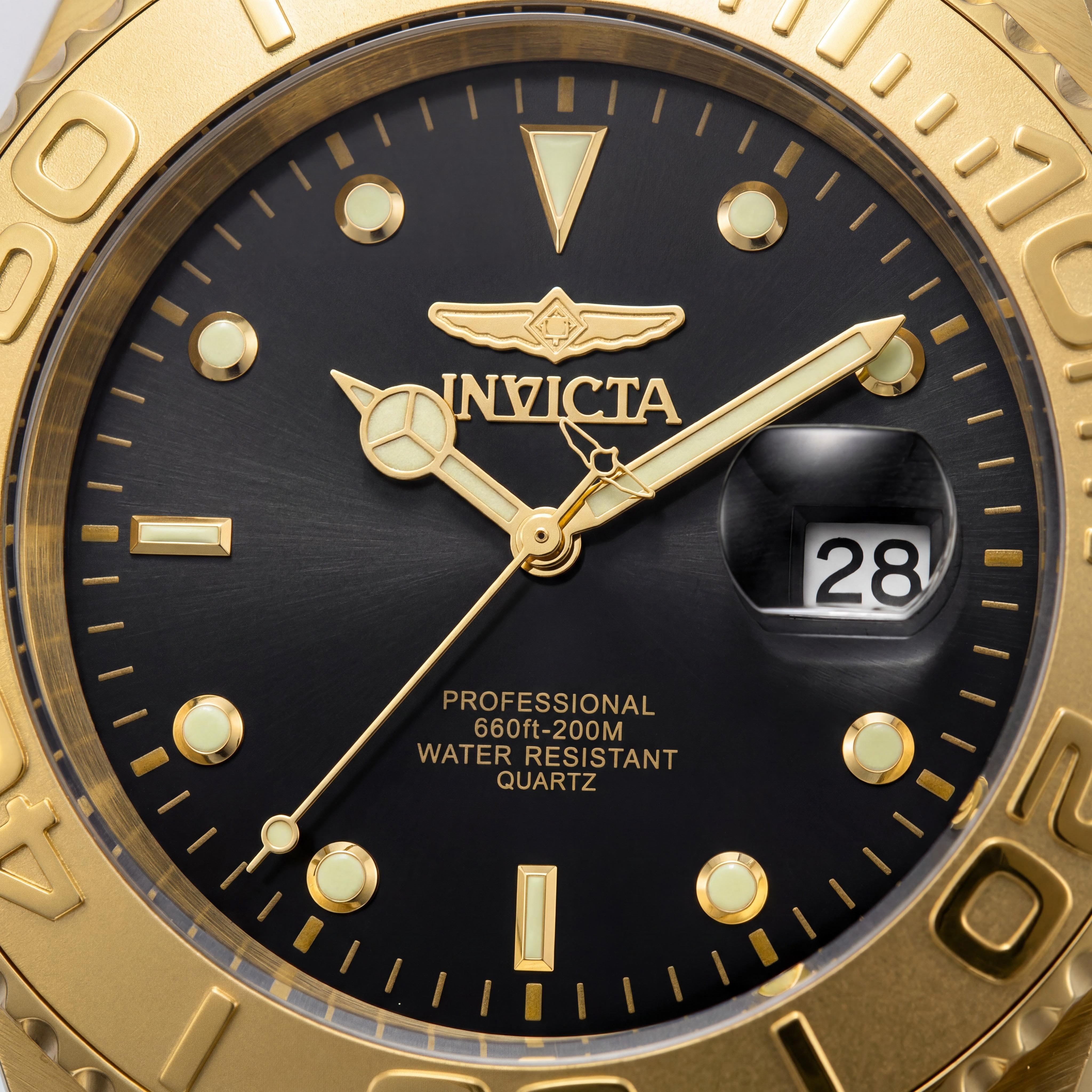 Invicta 29946 Pro Diver Quartz Watch Men's Gold-tone Stainless Steel Black Dial 43mm 200M Water Resistance, Photo 2