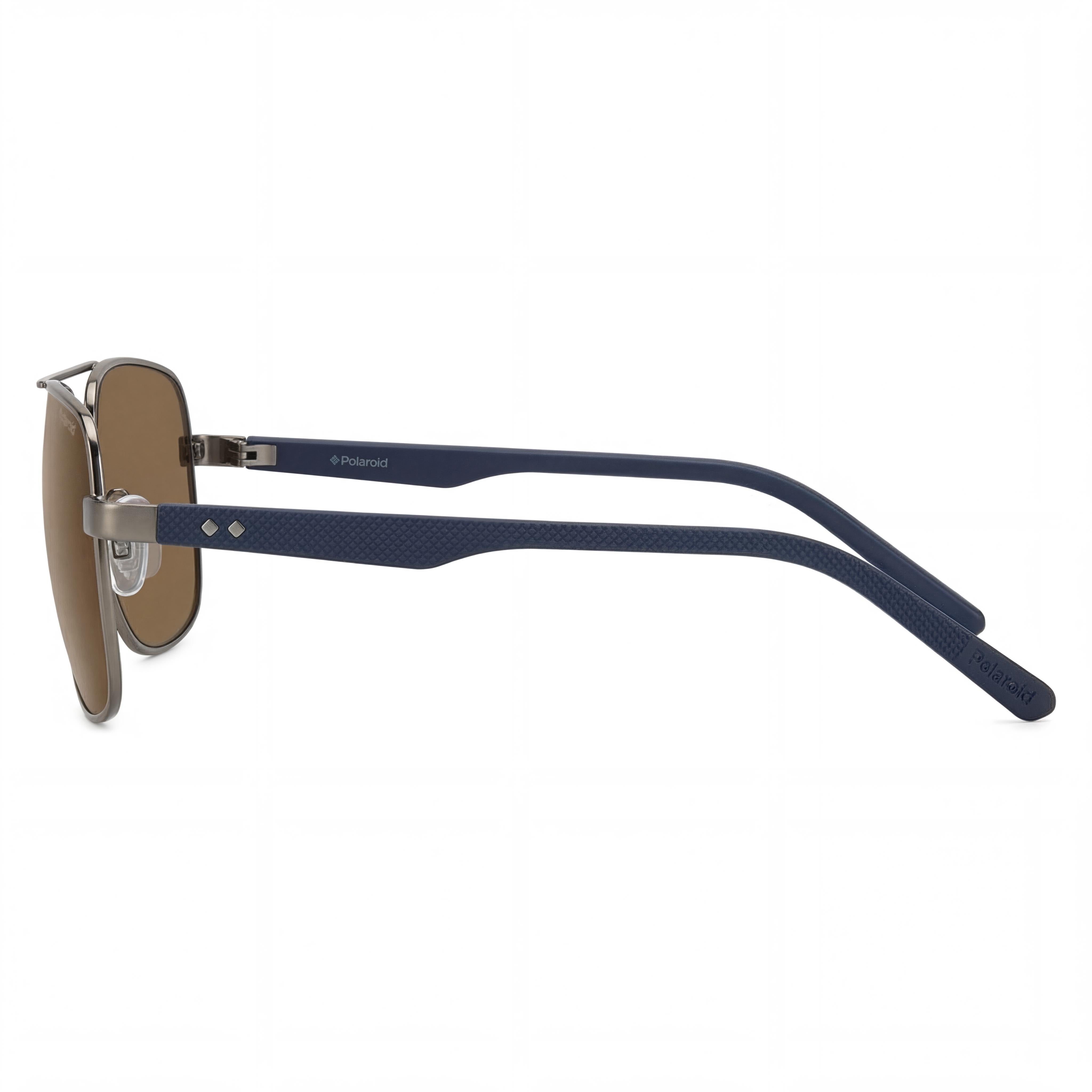 Gafas de sol unisex Polaroid 2042/S de metal, montura rutenio negro, lentes UV polarizadas marrones de 59 mm, Photo 3