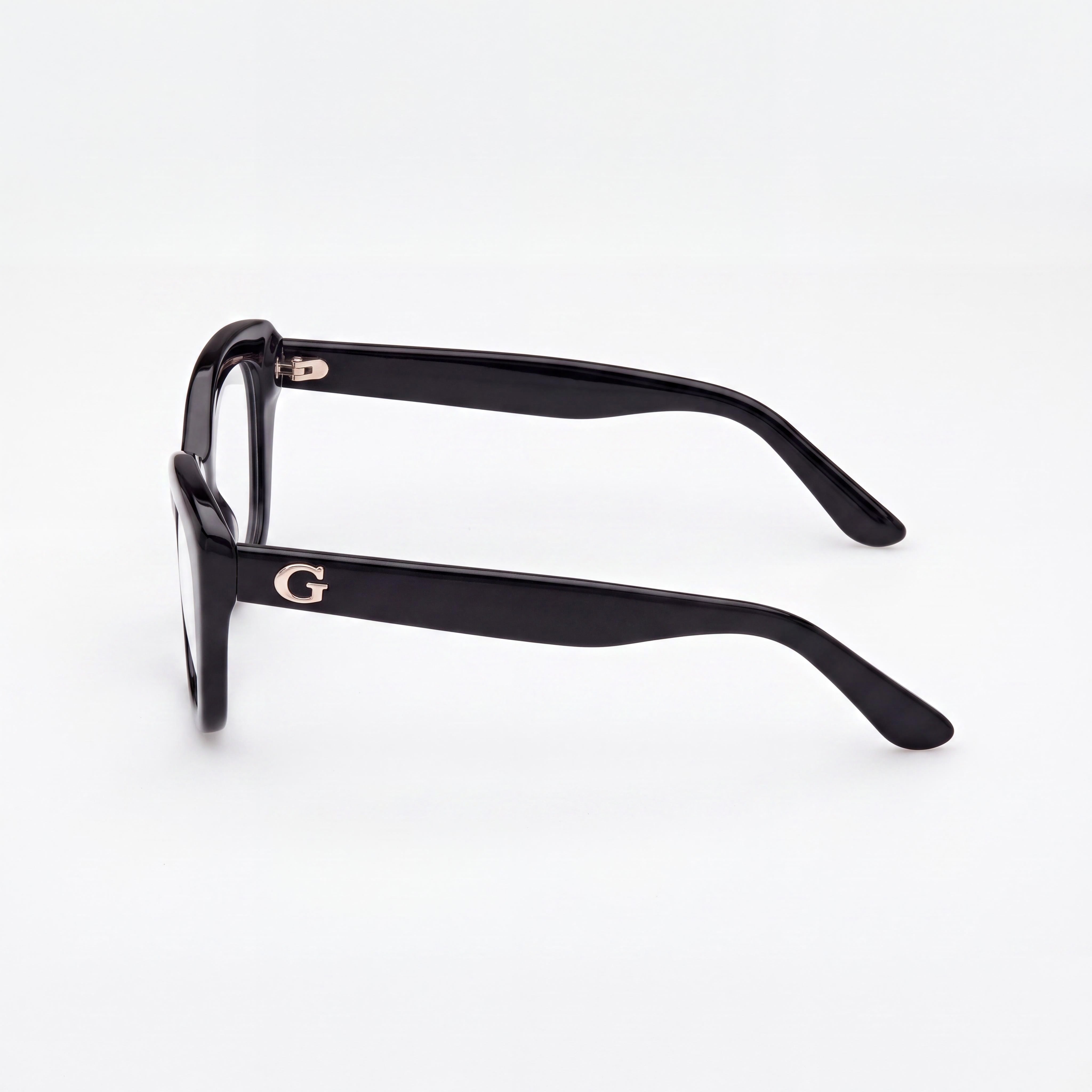 GUESS Gu50225 Women's Eyewear featuring a Shiny Black Plastic Frame and Transparent Lenses, 51mm Lens Width, Photo 2