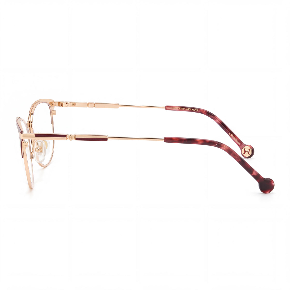 Gafas de sol Carolina Herrera 0211 para hombre, cuadradas, sin polarización, de acero inoxidable dorado y burdeos, 53 mm, Photo 3
