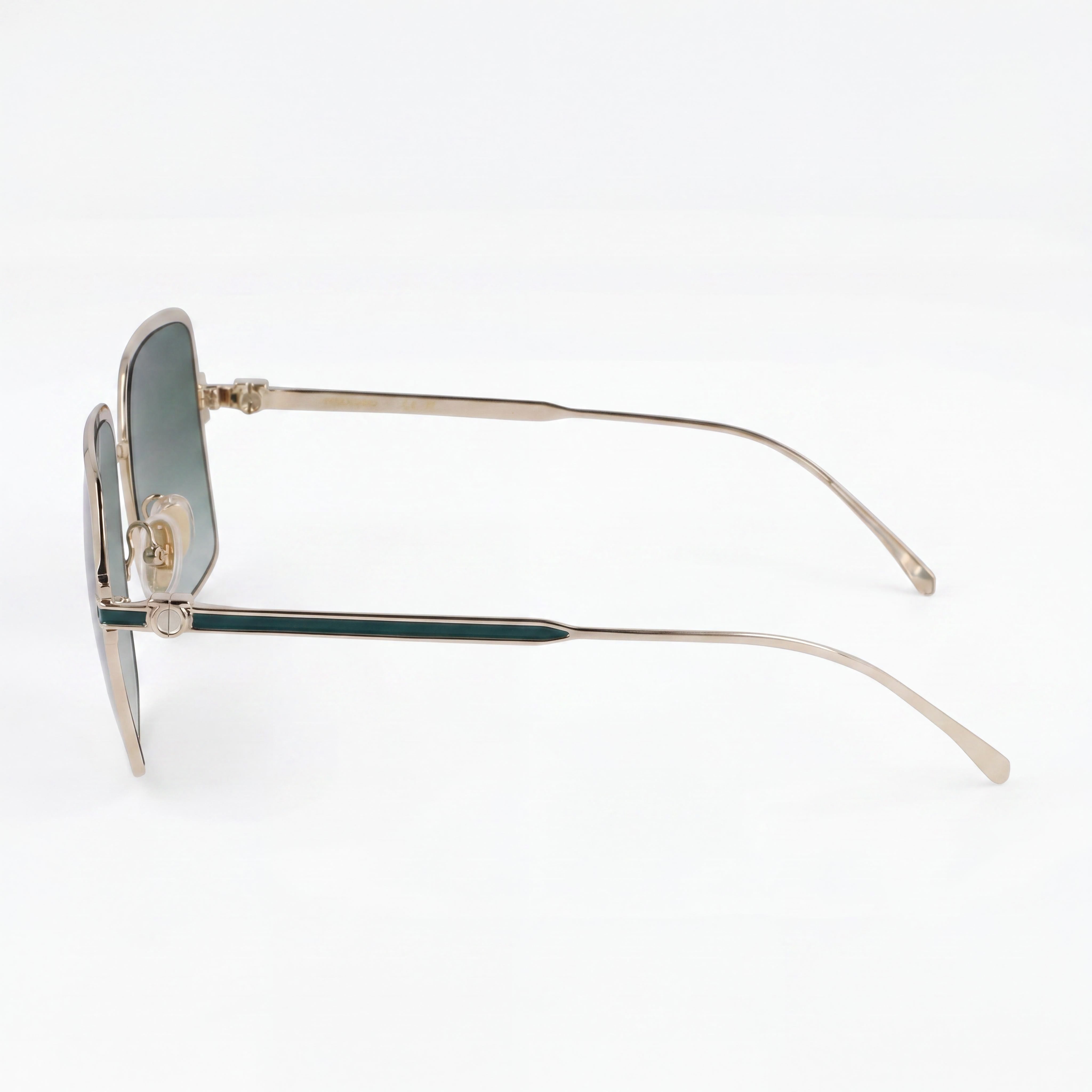 Gafas de sol para hombre Ferragamo Sf317s de titanio dorado con lentes de policarbonato verde degradado, protección UV 400, 57 mm, Photo 3