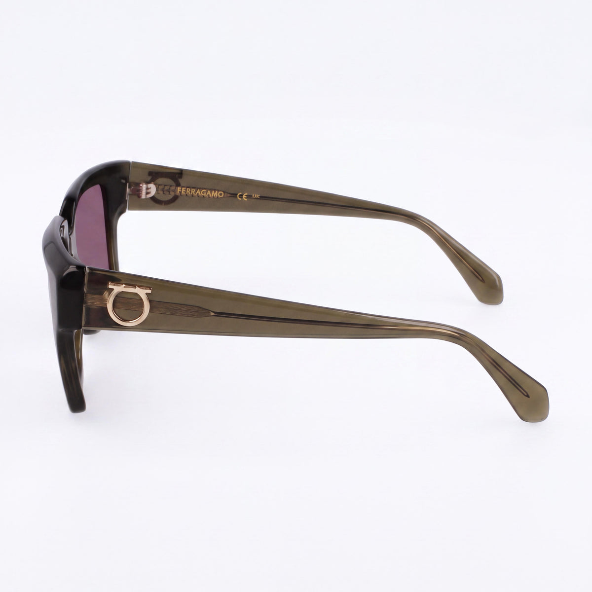 Ferragamo Sf2014s Women's Lightweight Transparent Khaki Acetate Purple UV Protected Non- Sunglasses, Photo 3