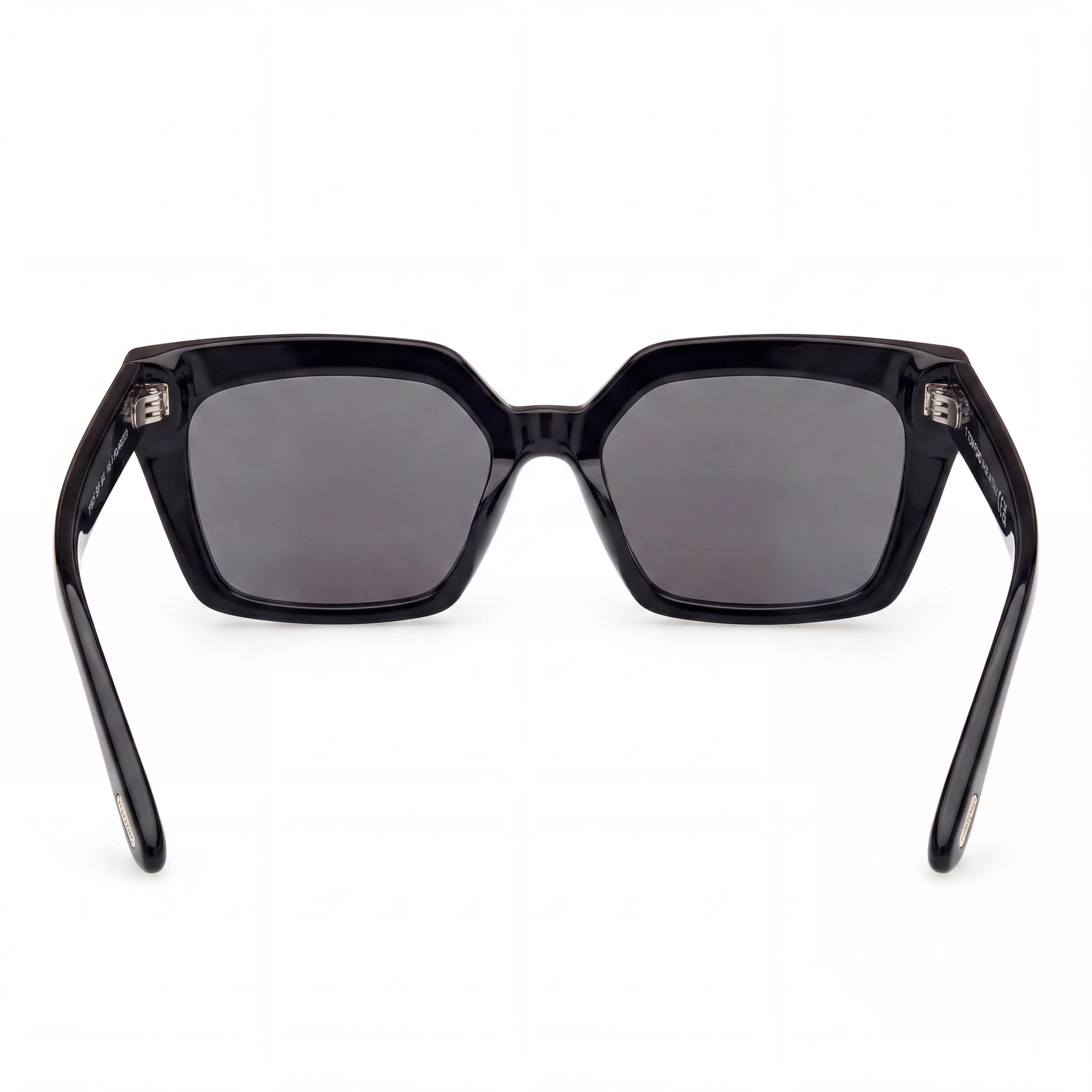 Marcolin FT1030 Classic Unisex Shiny Black Plastic Frame Sunglasses, Black Lenses, 53mm Lens Width, Photo 3