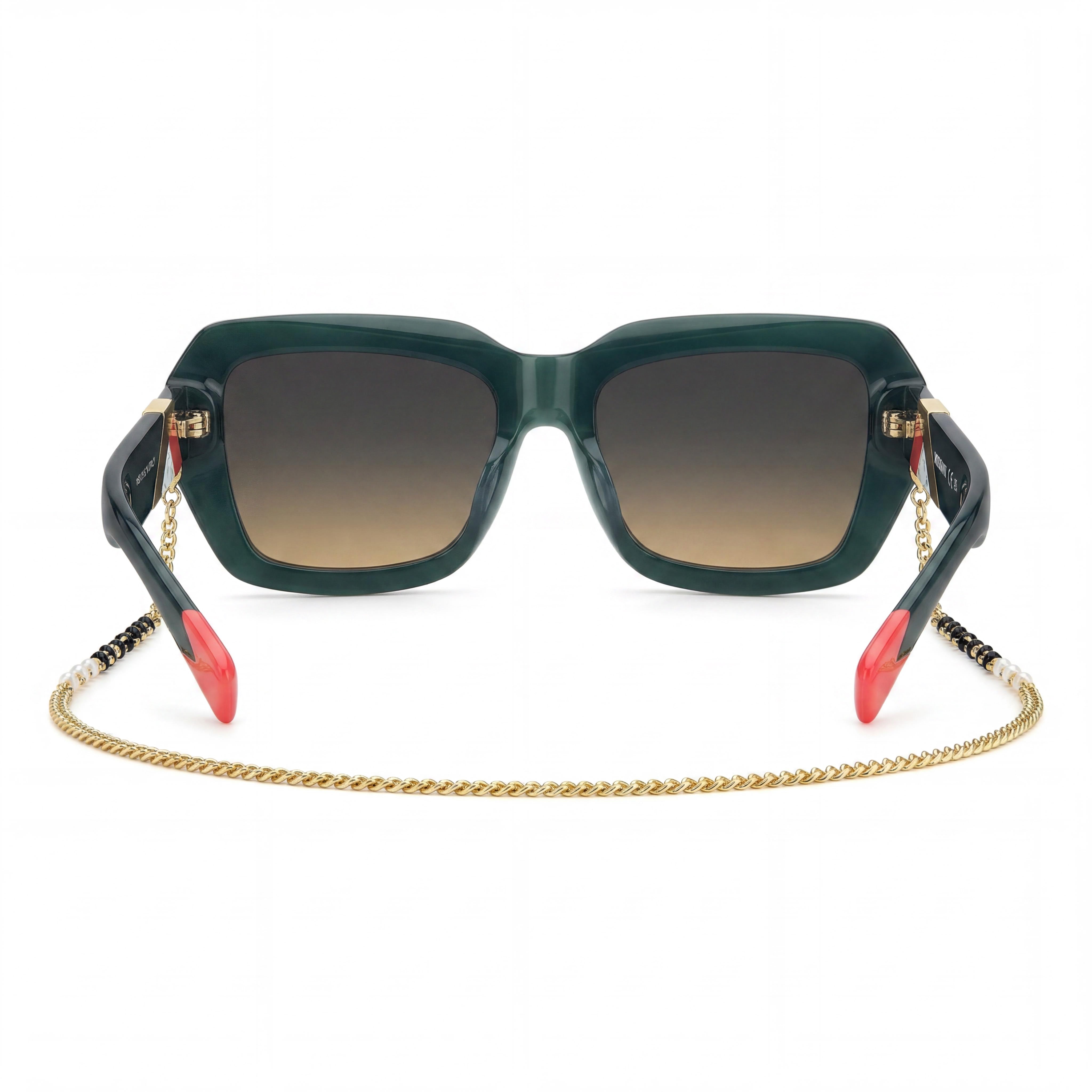 M Missoni Casual Women's Green/Blue Doubleshade Peach Acetate Frame Sunglasses with Blue Doubleshade Peach Lenses 55mm, Photo 4