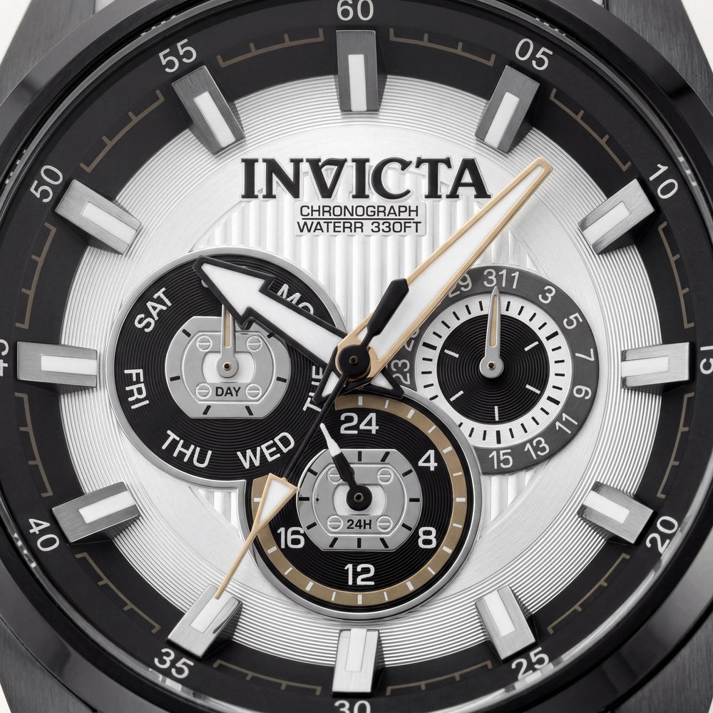 Reloj Invicta Speedway 49053 para hombre, de cuarzo, resistente al agua hasta 10 ATM, esfera plateada de 48 mm y correa de silicona.