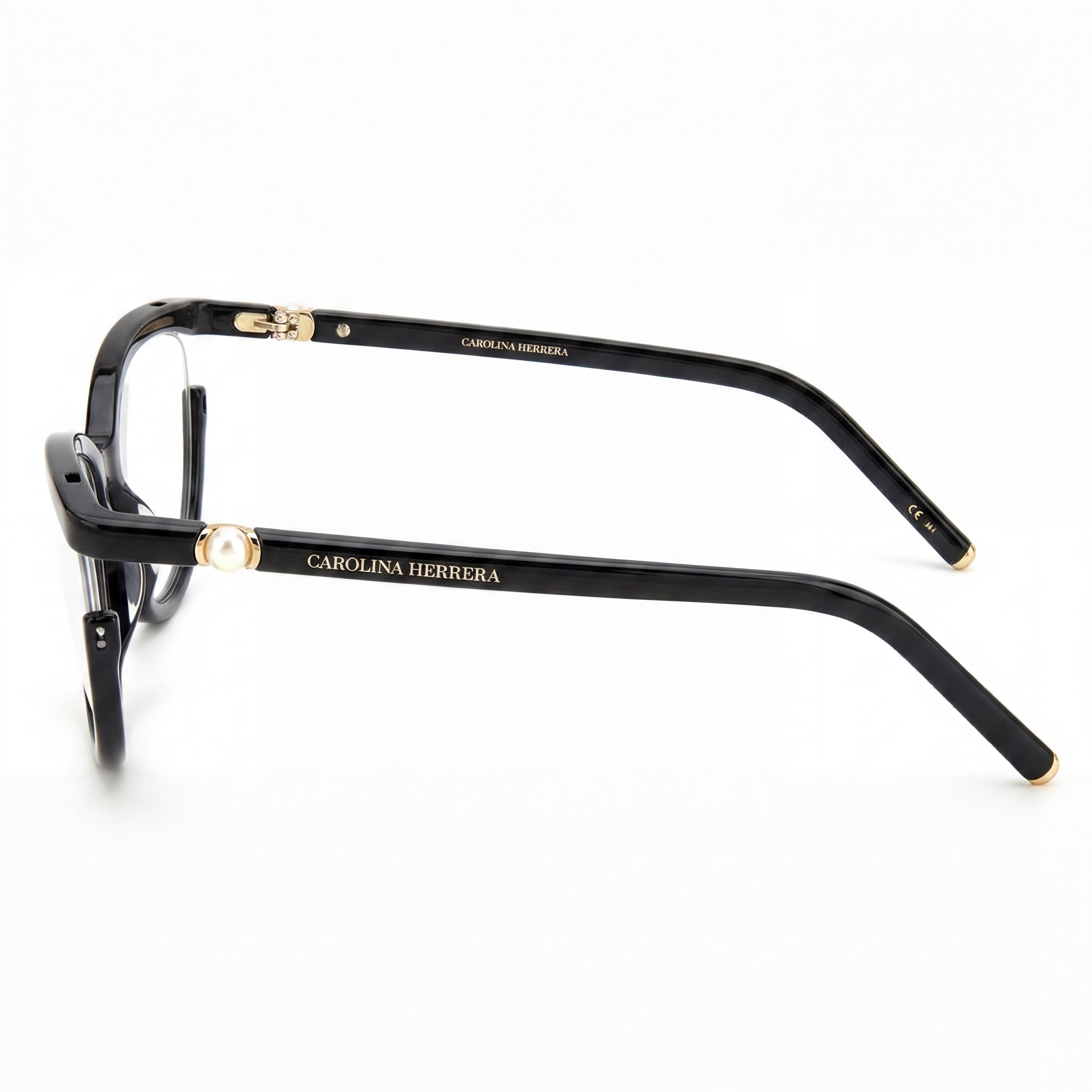 Carolina Herrera Casual Women's Transparent Black Polyamide Frame Eyewear with Black Lenses 55-18-140mm, Photo 3
