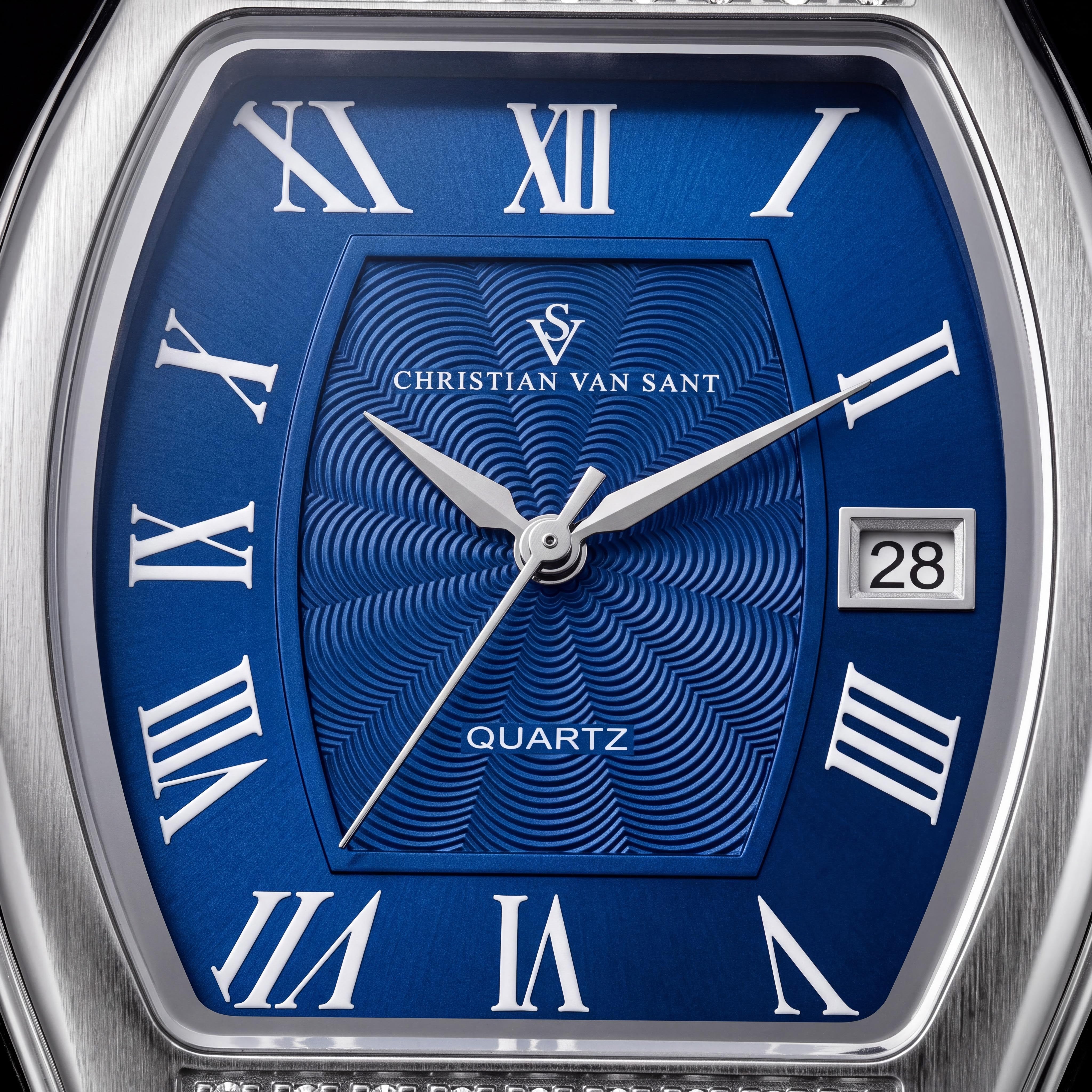 Christian Van Sant CV2441 Modern Women's Blue Dial Stainless Steel Leather Quartz Movement Water Resistant Watch, Photo 2