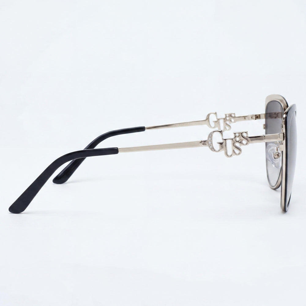 Guess GF6141 01B Shiny Black Cat Eye Sunglasses Unisex, 56mm