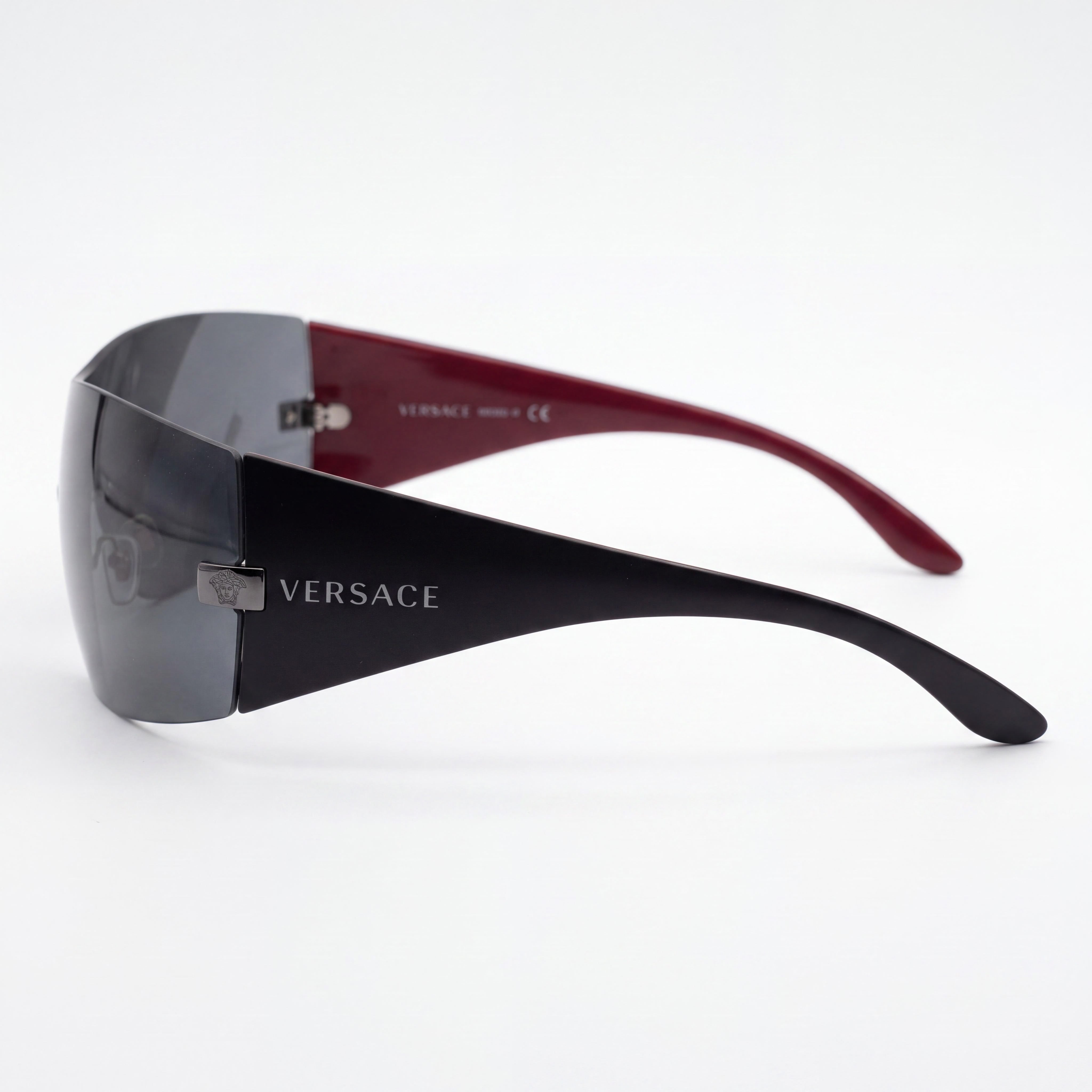 Versace Ve 2054 Unisex Shield Plastic Sunglasses Black Gunmetal Grey 41mm UV Protected Non-Polarized, Photo 3