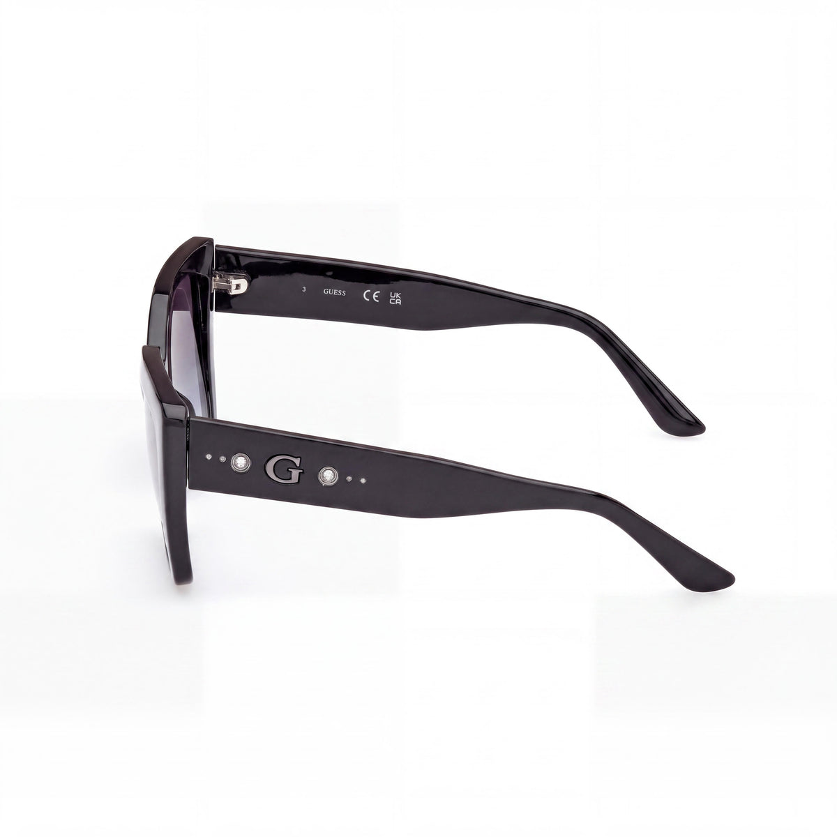 Gafas de sol cuadradas de plástico GUESS para mujer, protección UV, montura negra, lentes ahumadas degradadas, 55 mm, Photo 2