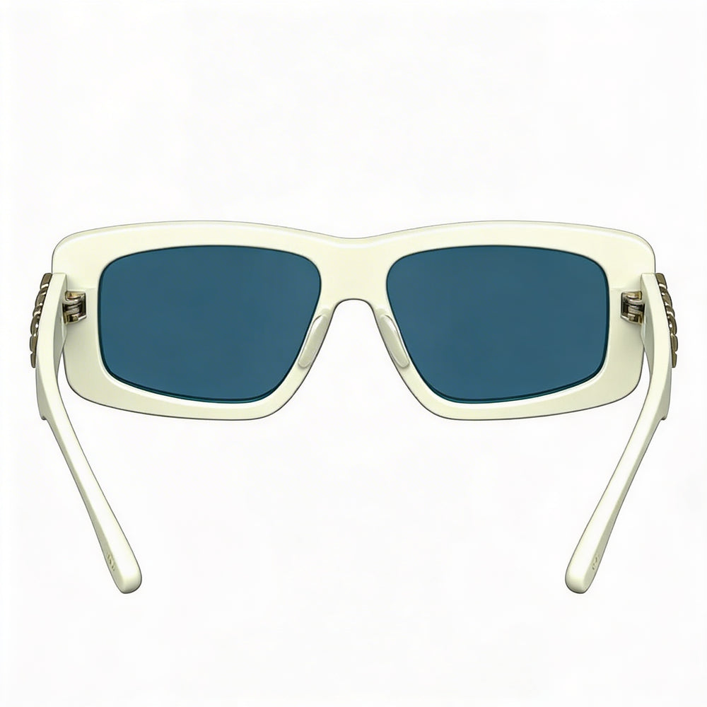 Victoria Beckham Vb669s Unisex White Plastic Modified Rectangular Non-Polarized 100% UV Protection Sunglasses 55mm