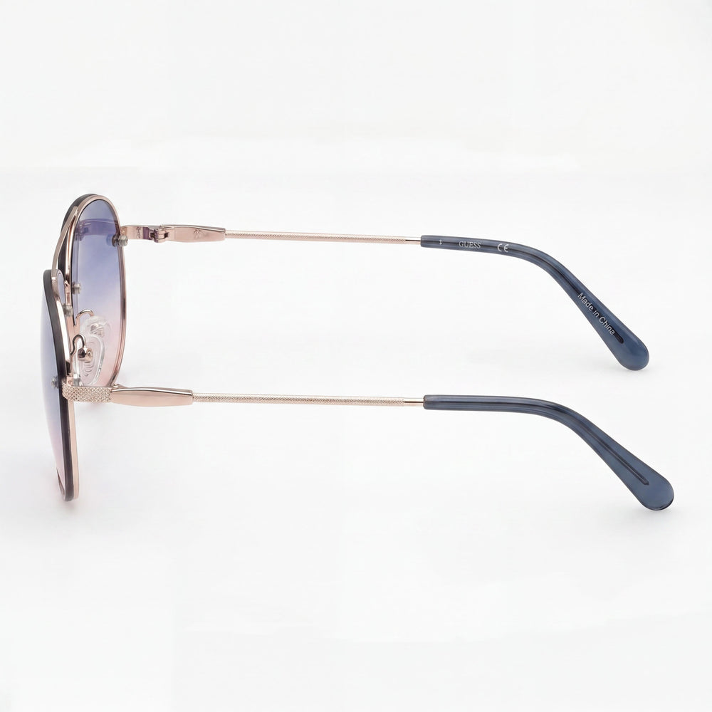 Gafas de sol GUESS Factory modernas unisex con montura de plástico azul degradado en oro rosa brillante, sin polarización UV, 63 mm