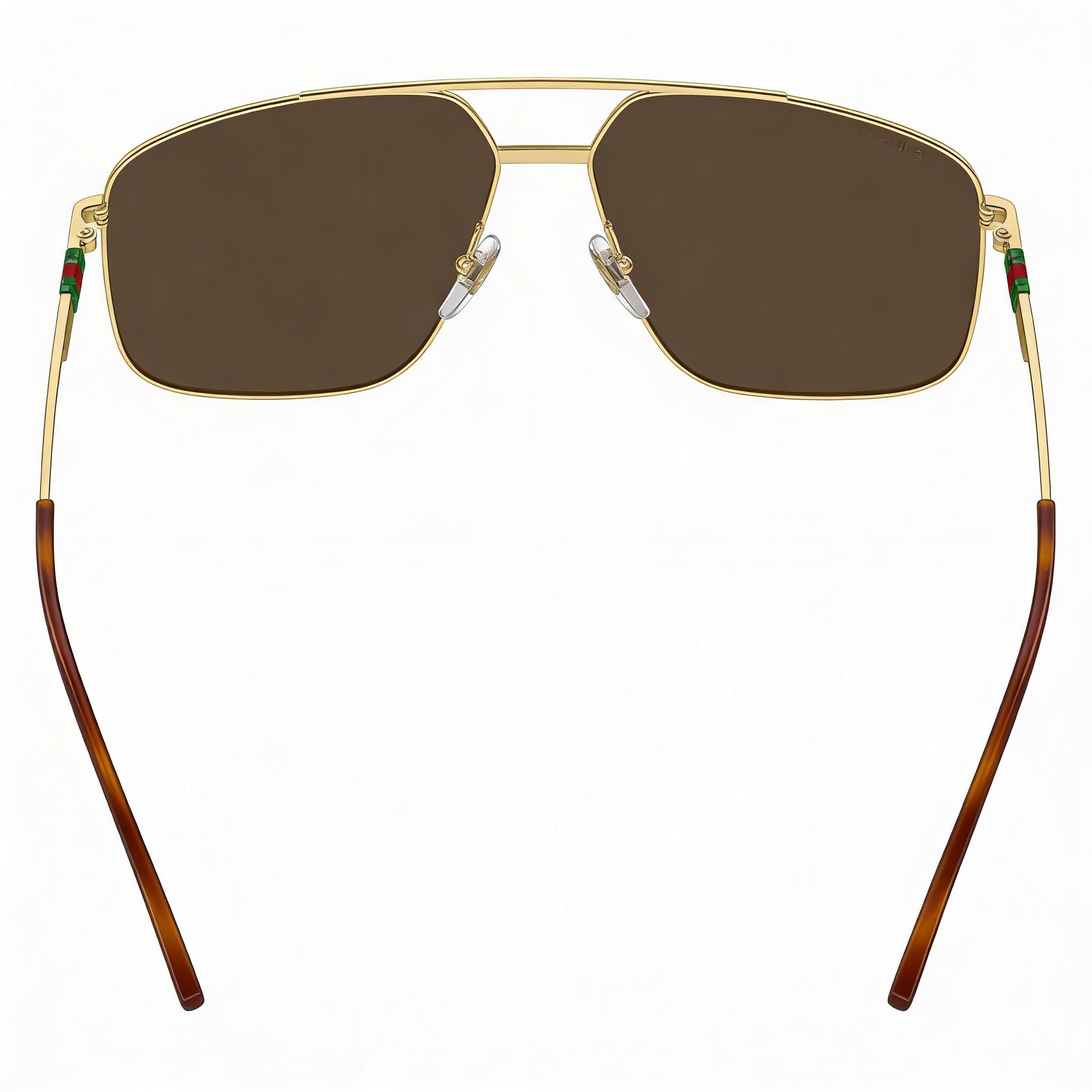 Gafas de sol unisex Gucci Casual de metal con montura en color oro-marrón y lentes a juego en oro-marrón, 60 mm, Photo 3