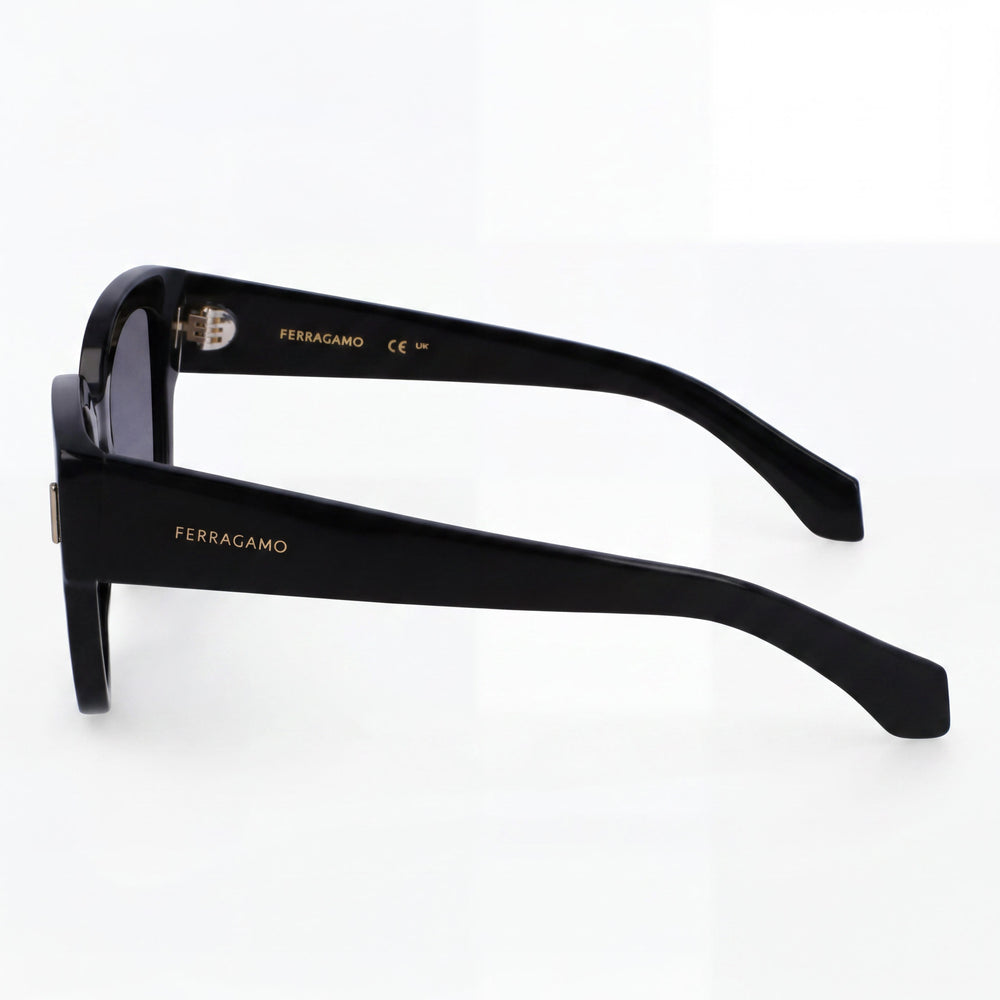 Gafas de sol casuales Salvatore Ferragamo SF2007S de acetato negro con protección UV degradado gris para mujer, 51 mm