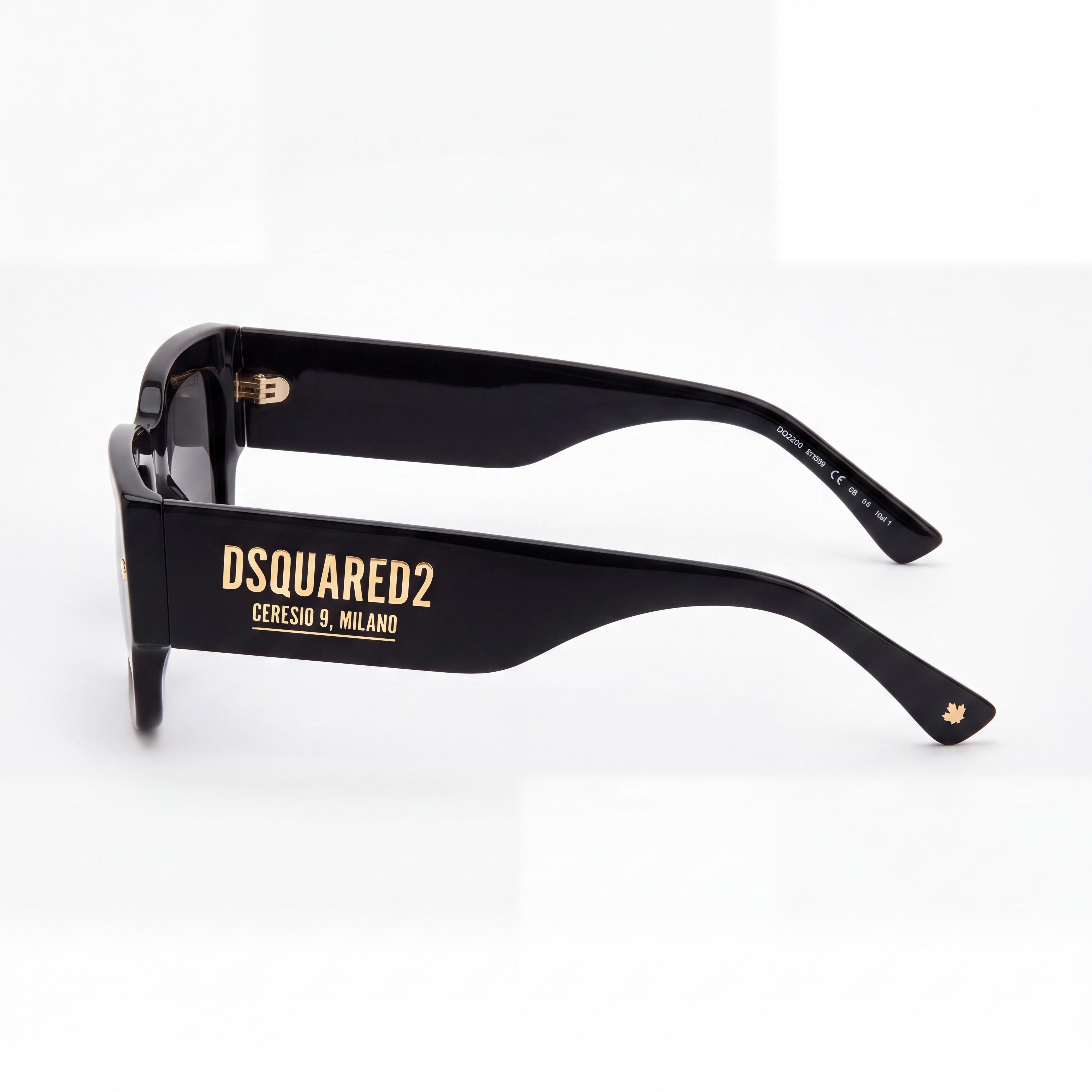Gafas de sol modernas para mujer DSQUARED2 con montura de acetato negro y dorado y protección UV, 52 mm, Photo 2