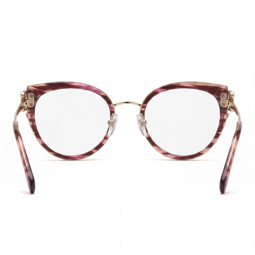 Chopard Casual Women's Acetate Frame Eyeglasses, Shiny Striped Burgundy, Non , 52mm Lens Width