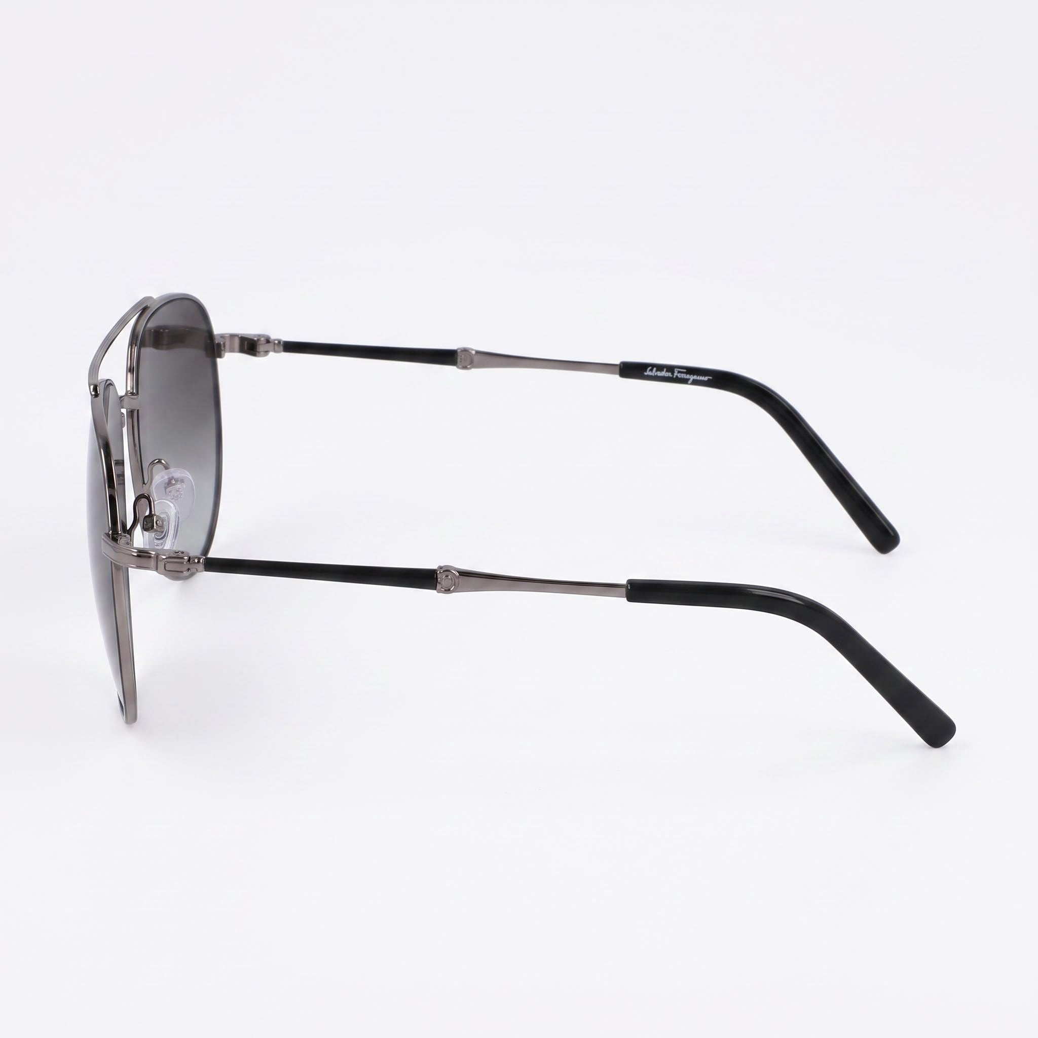 Ferragamo SF 226S Men Pilot Full-Rim Metal Frame Black Gradient Grey Lens 58mm Sunglasses, Photo 3