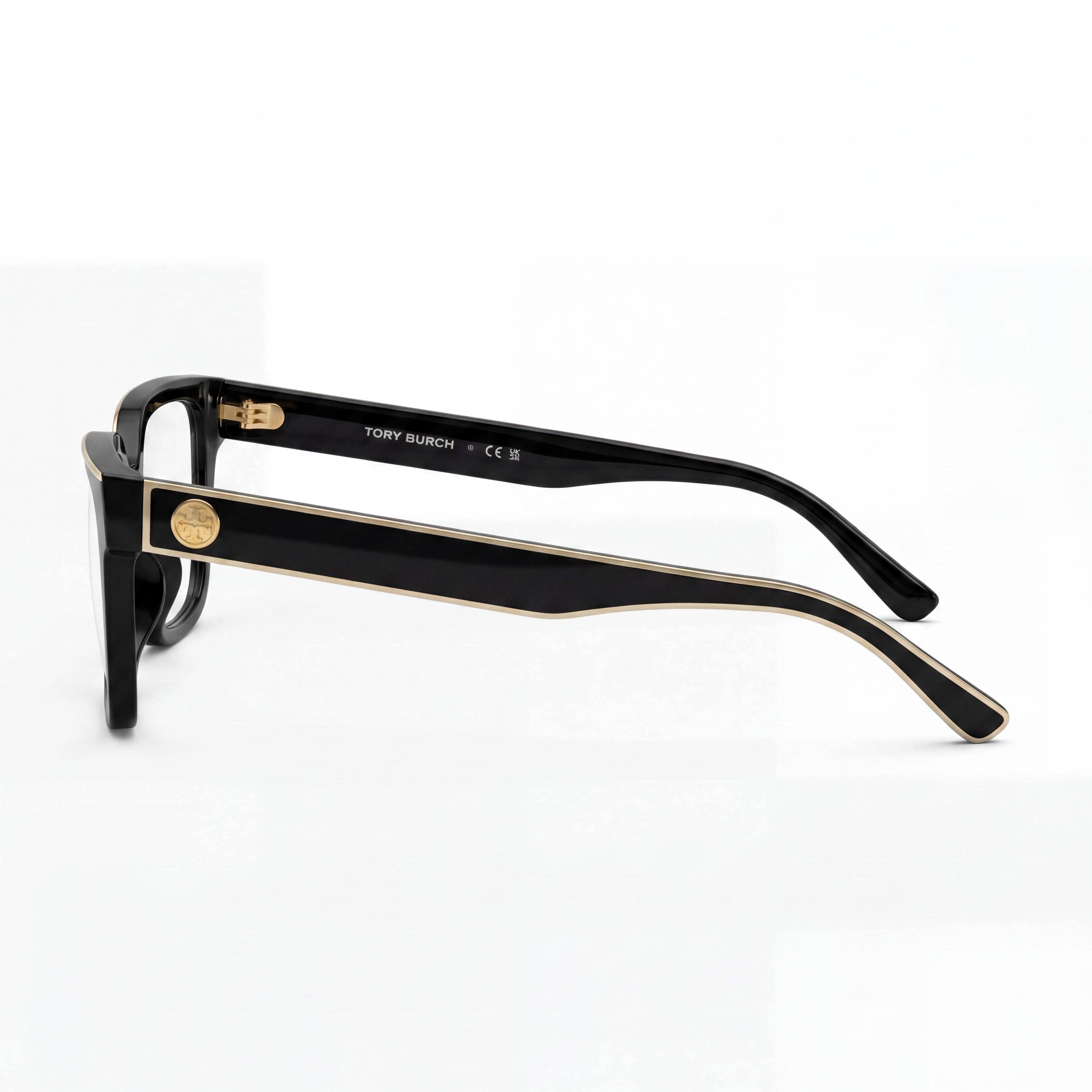 Tory Burch Ty 2148u Women's Square Metal Acetate Eyeglasses Black Ivory 52mm, Photo 2