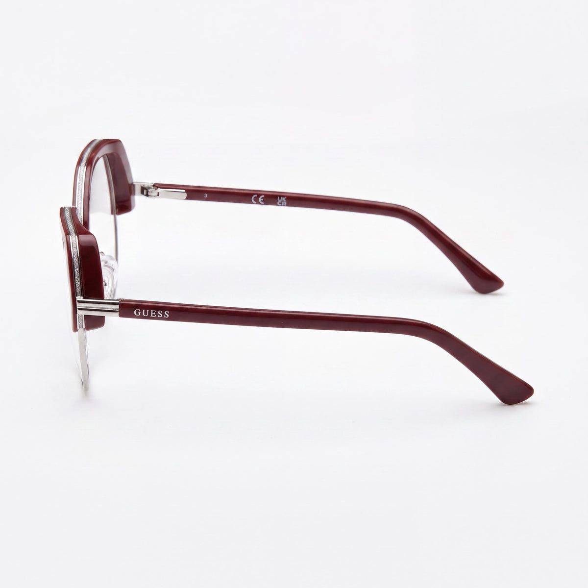 GUESS GU2947 Gafas de mujer casuales de plástico brillante burdeos de 54 mm, Photo 2