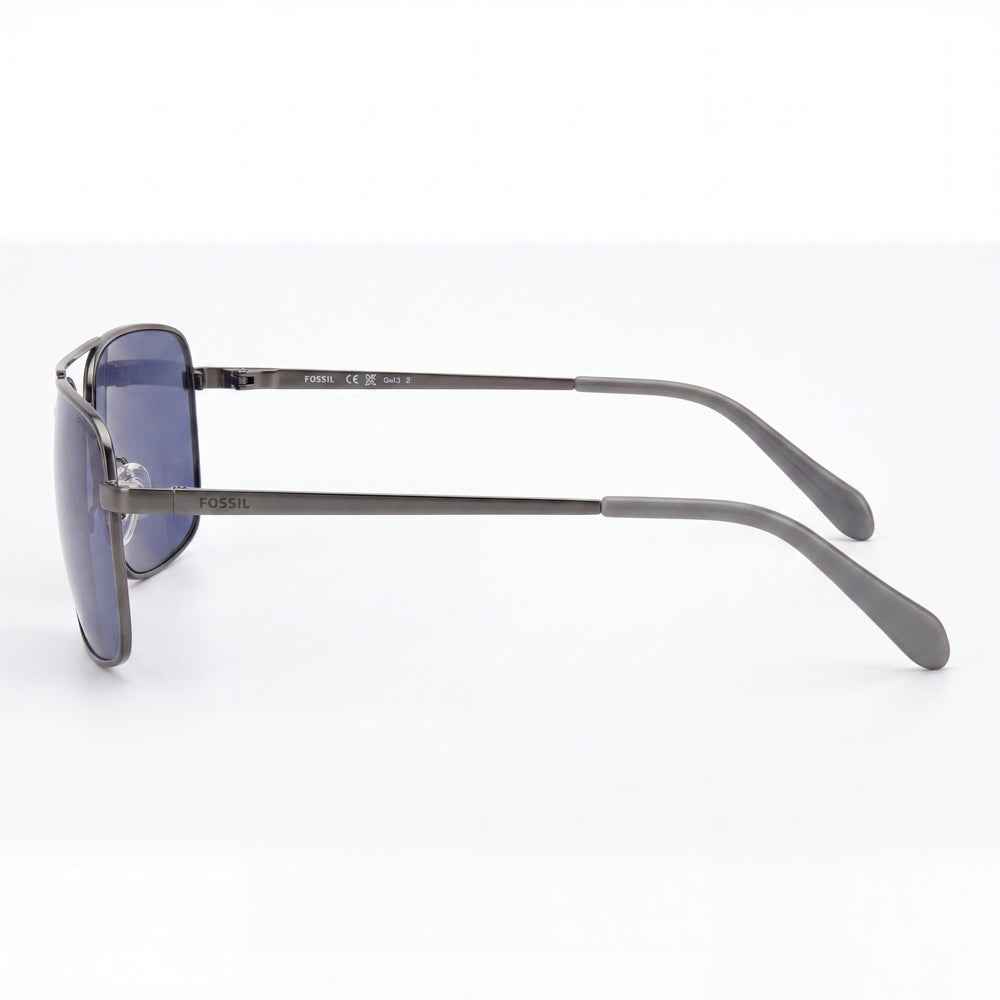 Gafas de sol Fossil Fos 3161/G/S Navigator para mujer, montura rutenio oscuro mate, lentes azules de acero inoxidable con protección UV de 59 mm