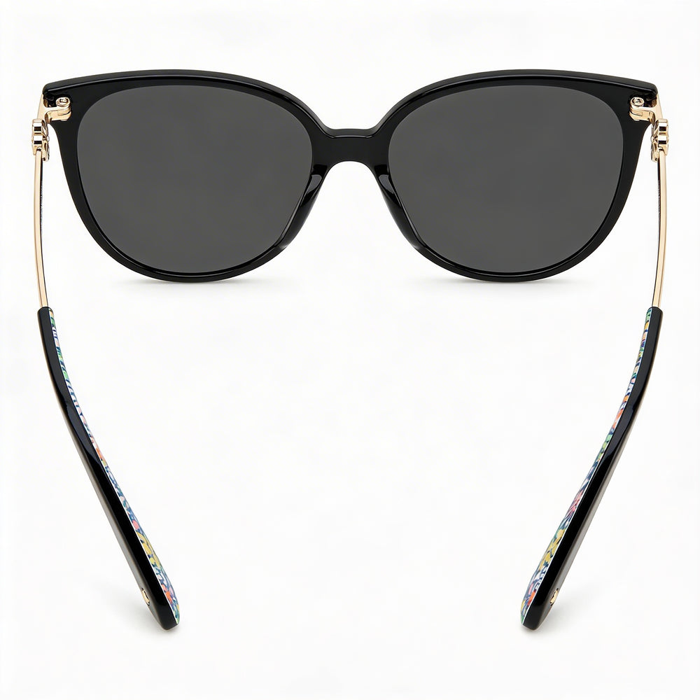 kate spade new york Gafas de sol clásicas de moda para mujer con protección UV, armazón de plástico negro y gris, lentes grises de 60 mm
