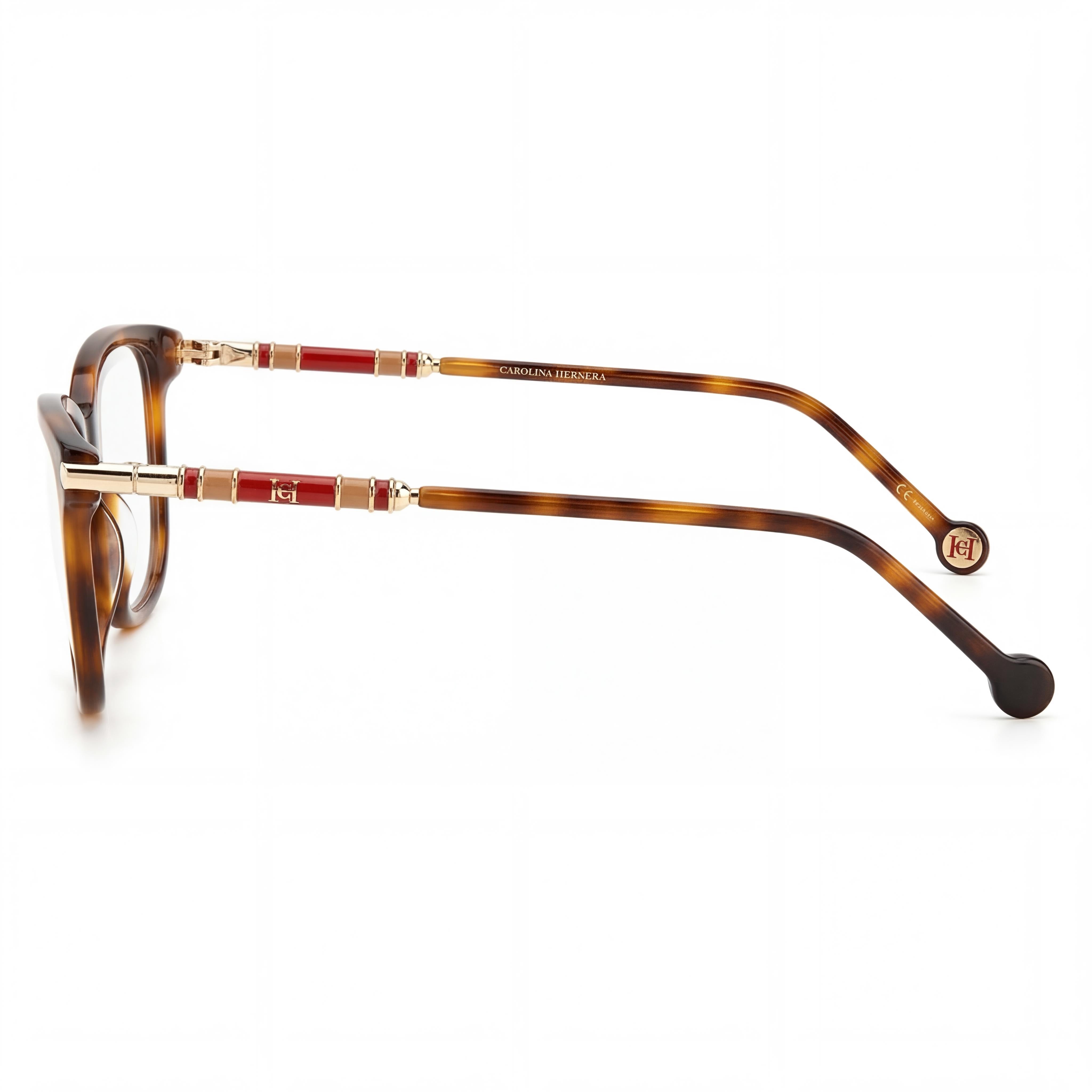 Carolina Herrera Ch 0027 Women's Rectangular Full-Rim Acetate Havana Gold Frame with Havana Polycarbonate Lenses 55mm, Photo 2