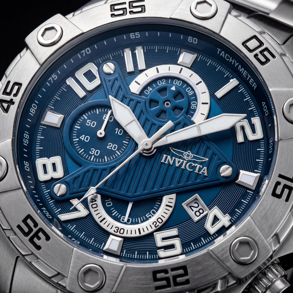 Invicta S1 Rally 26094 Reloj cronógrafo unisex de acero inoxidable tono plateado con esfera azul 48mm