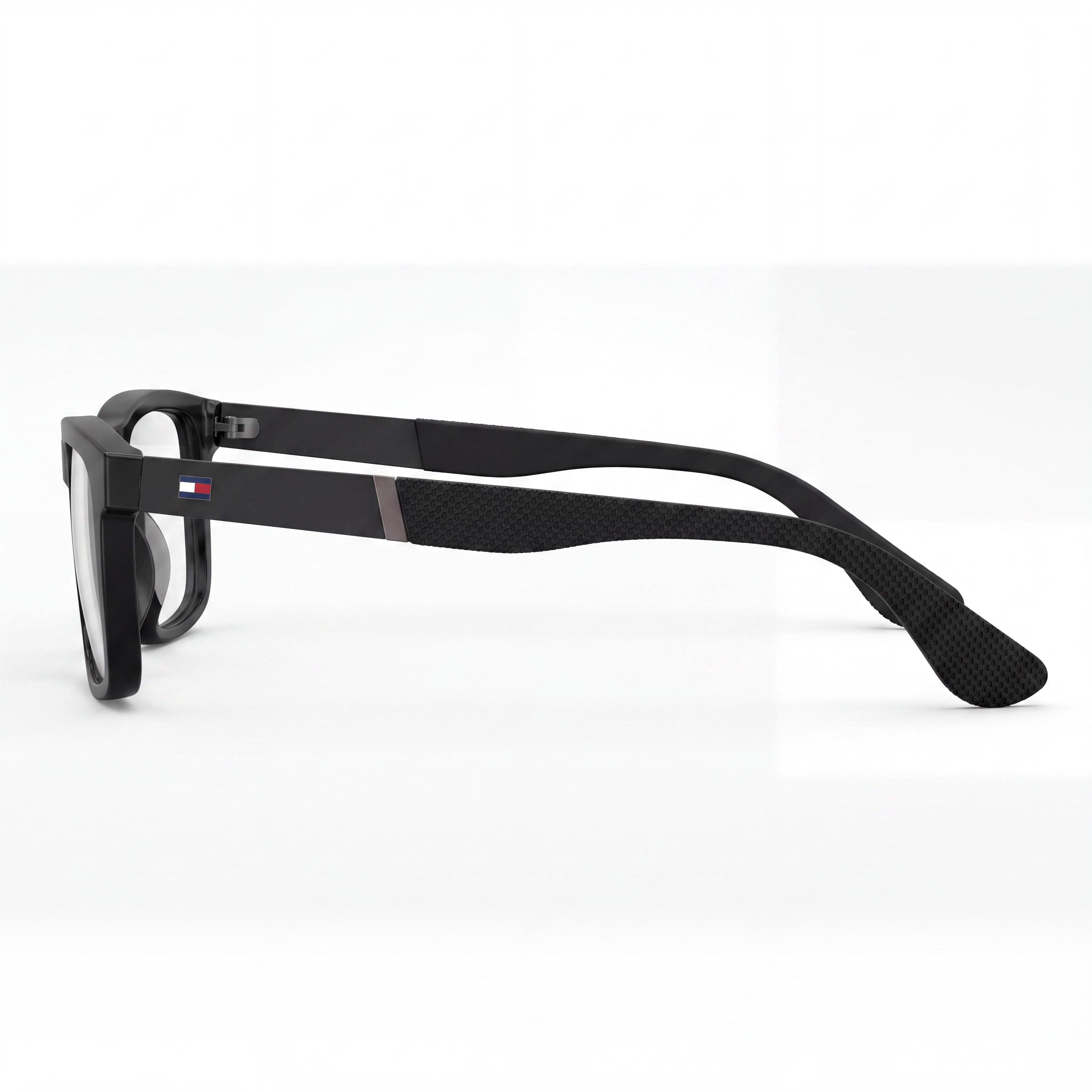 Tommy Hilfiger Th 1522 Men’s Black Rubber Frame Rectangular Clear Plastic Lens 54mm, Photo 3