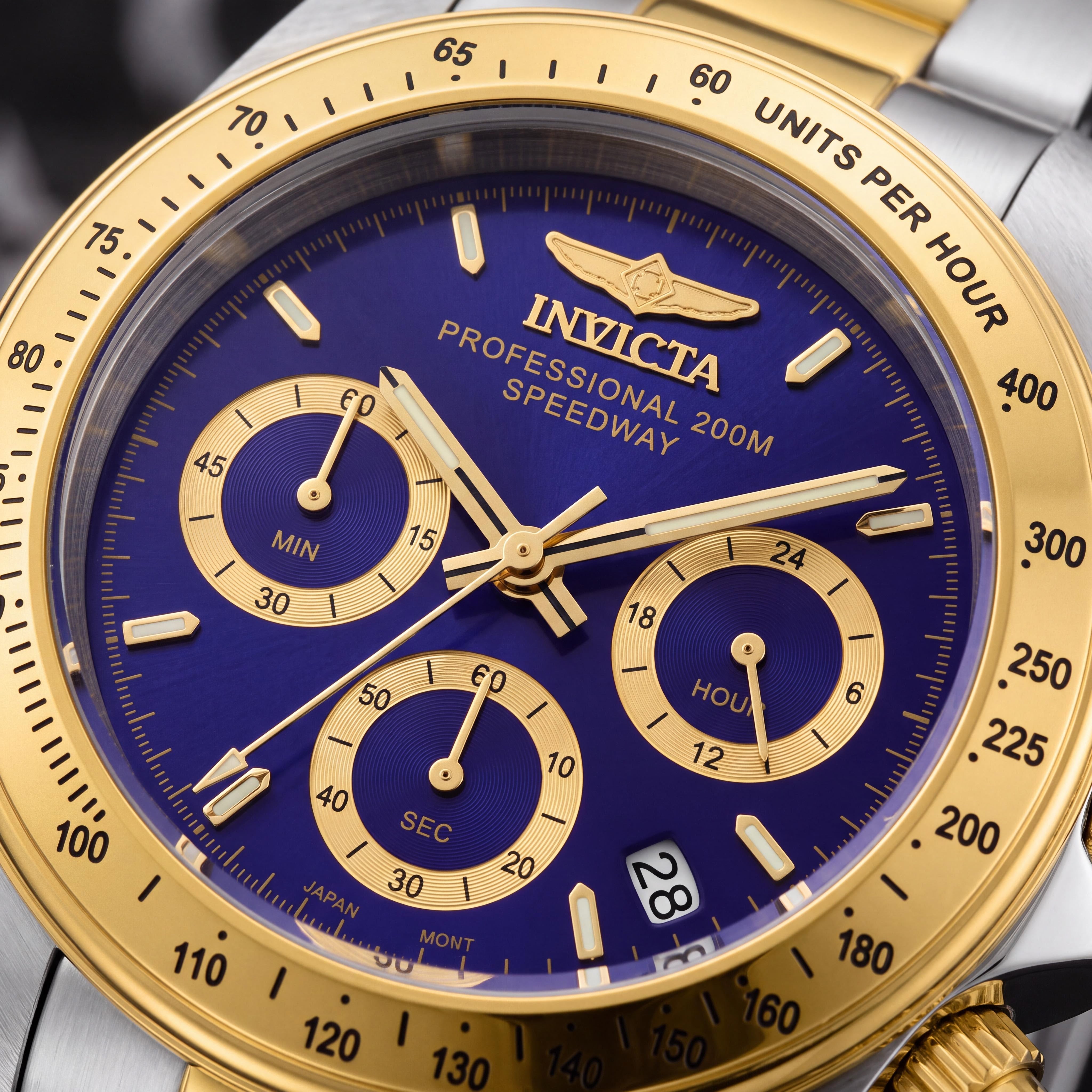 Invicta Bracelet Men's Two-Tone Stainless Steel Blue Dial Chronograph Date GMT Watch 39mm, Photo 2