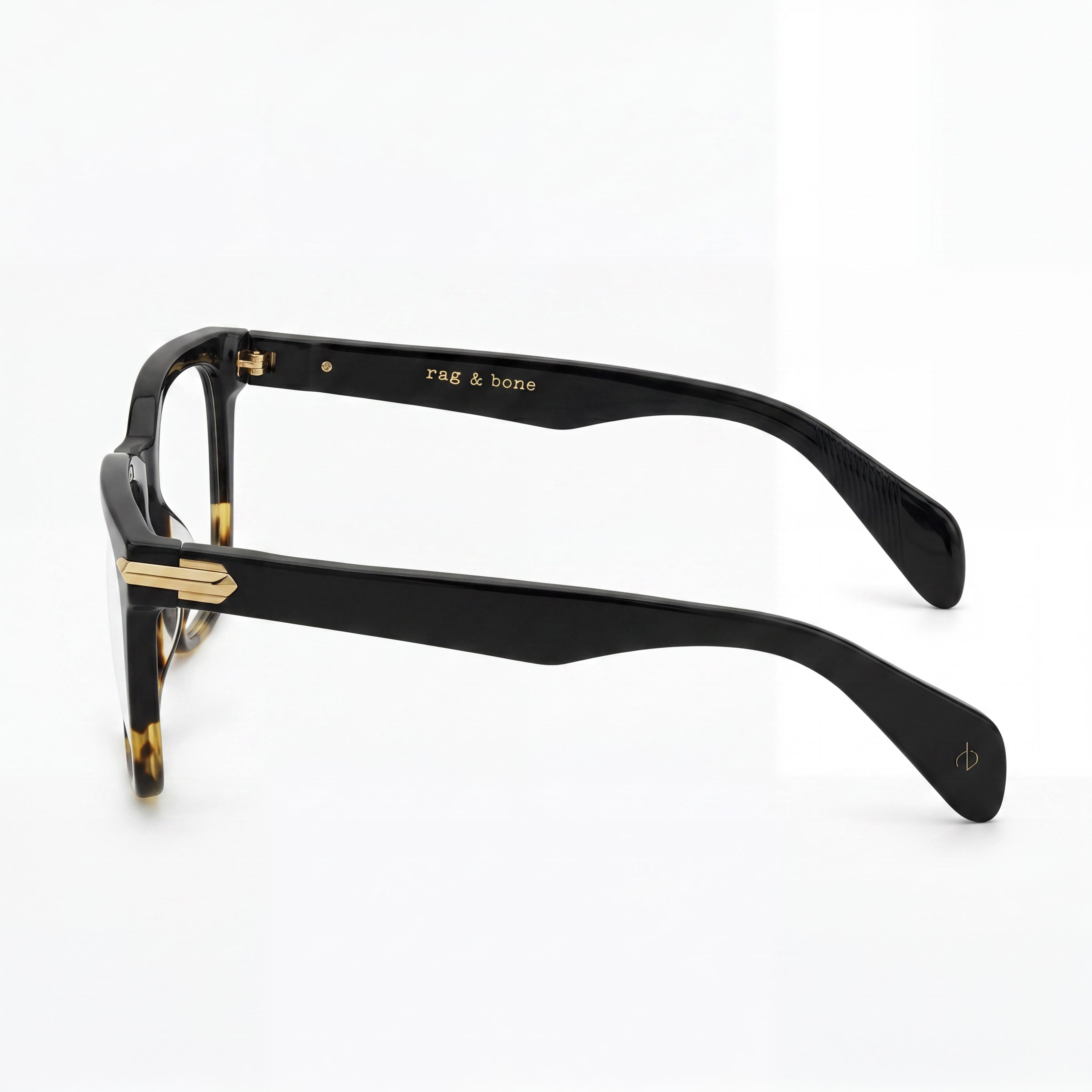 Rag & Bone Rnb 3015 Women's Black Acetate Eyewear Frames with Clear Lenses, Lens Width 52mm, Bridge 17mm, Temple 140mm, Photo 3