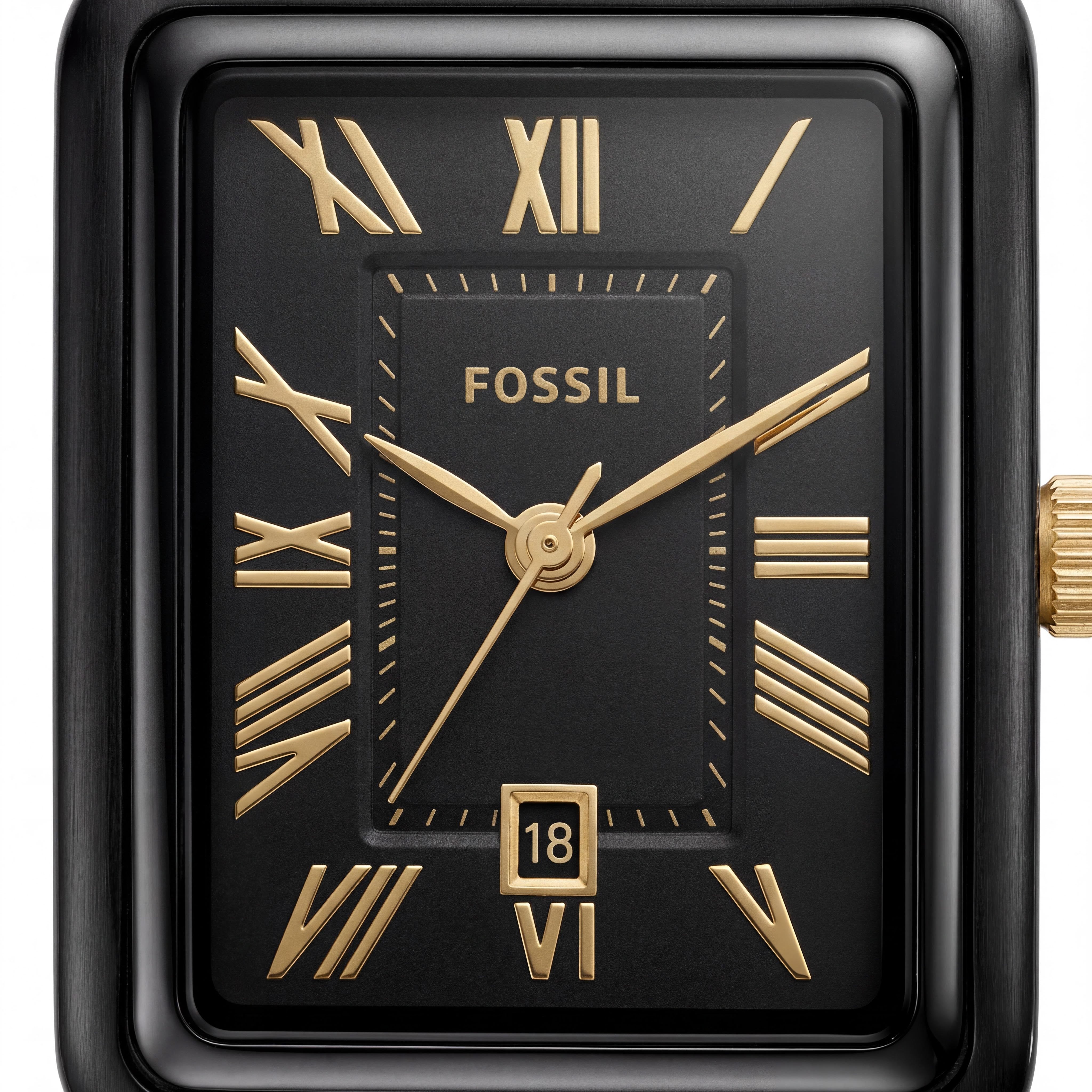 Fossil Raquel ES4317 Women's Rectangular Watch with Polished Black Stainless Steel Seven-Link Bracelet, 23mm Case, Photo 2