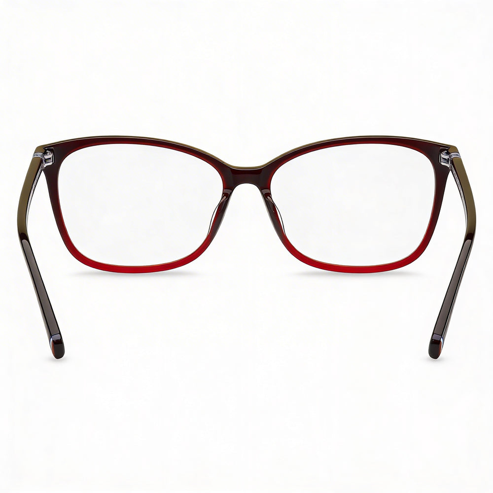 Gafas Tommy Hilfiger RECTANGULARES / CUADRADAS unisex con montura de plástico rojo burdeos, tamaño 54-15-140